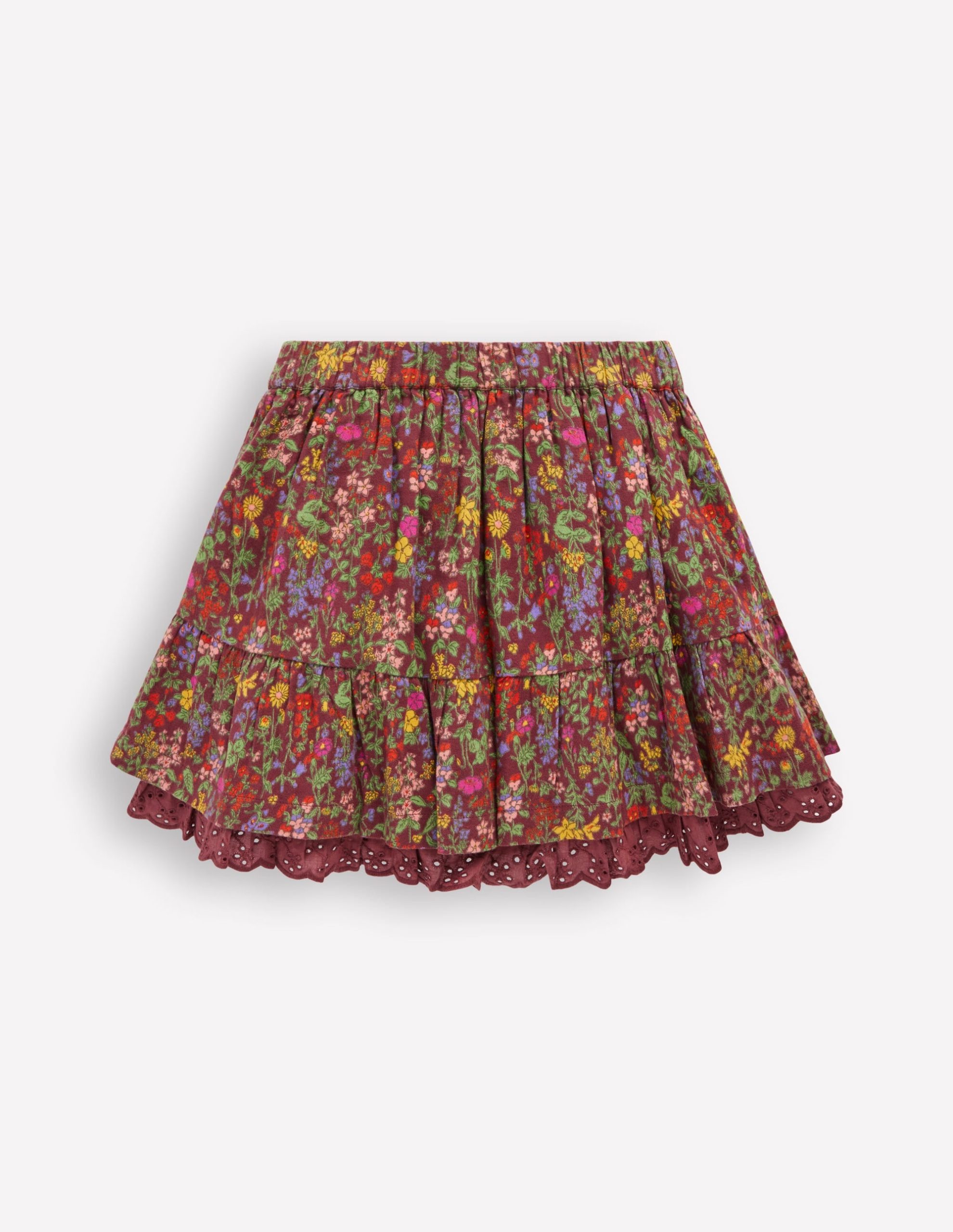 Printed Pull-on Woven Skirt-Chestnut Flower Meadow - Image 3