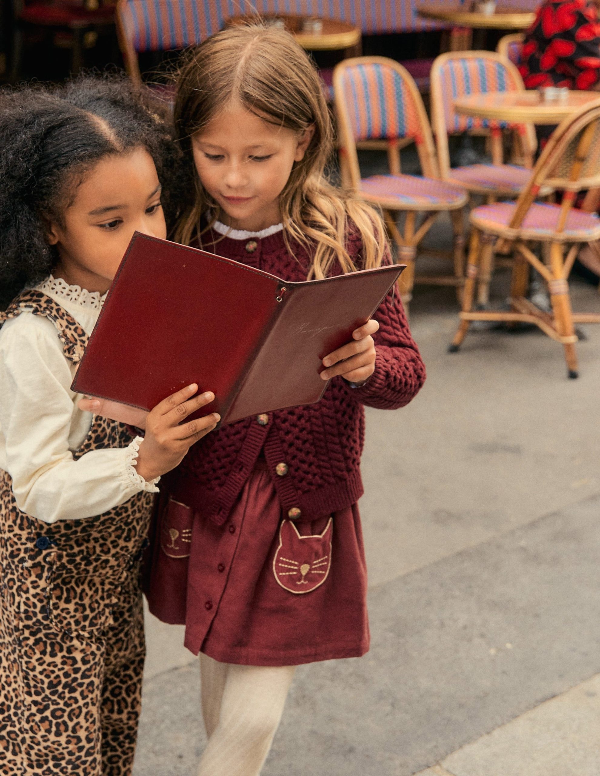 Button-through Mini Skirt-Chestnut Cats