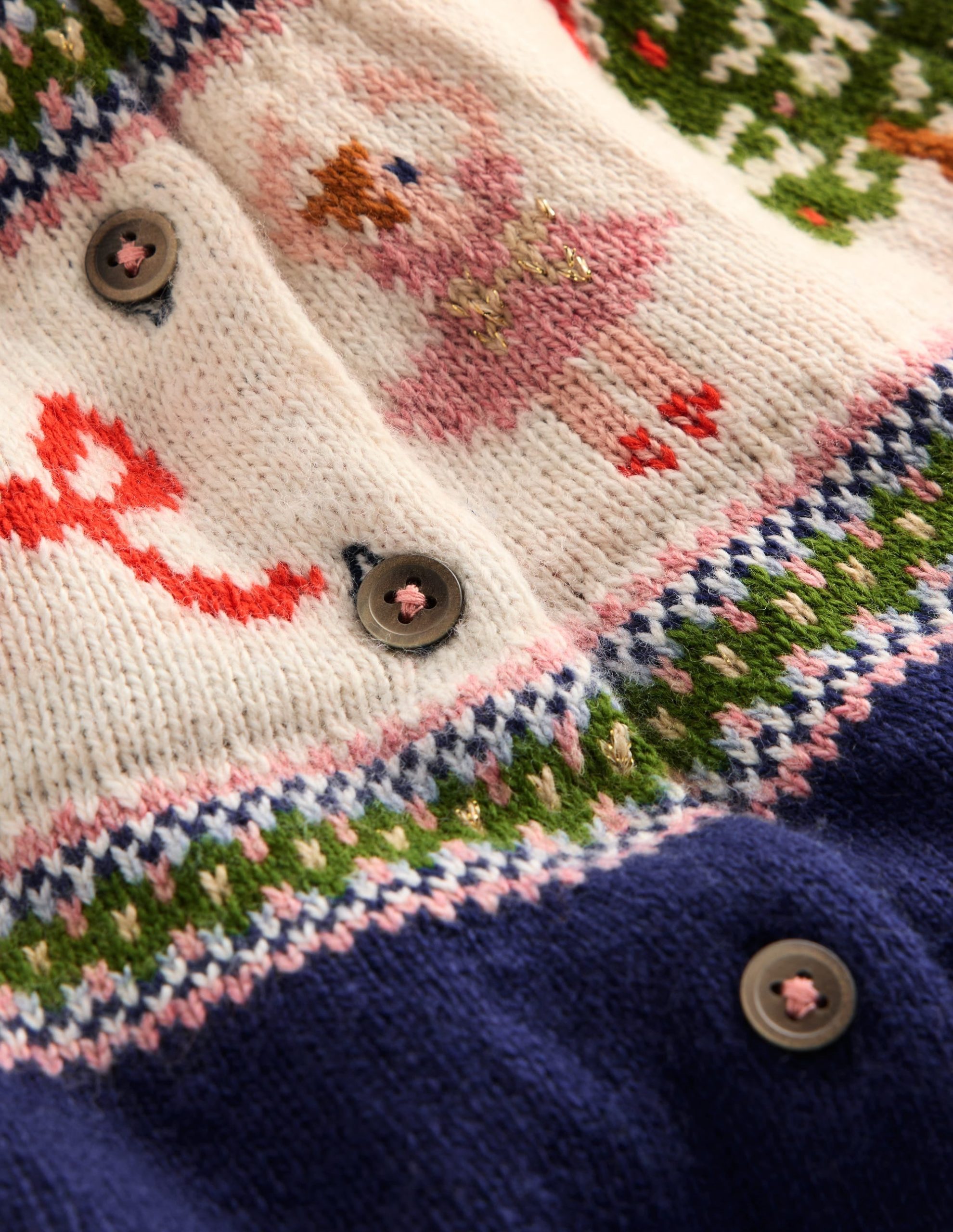 Edie Fair Isle Cardigan-Blue Nutcracker - Image 3