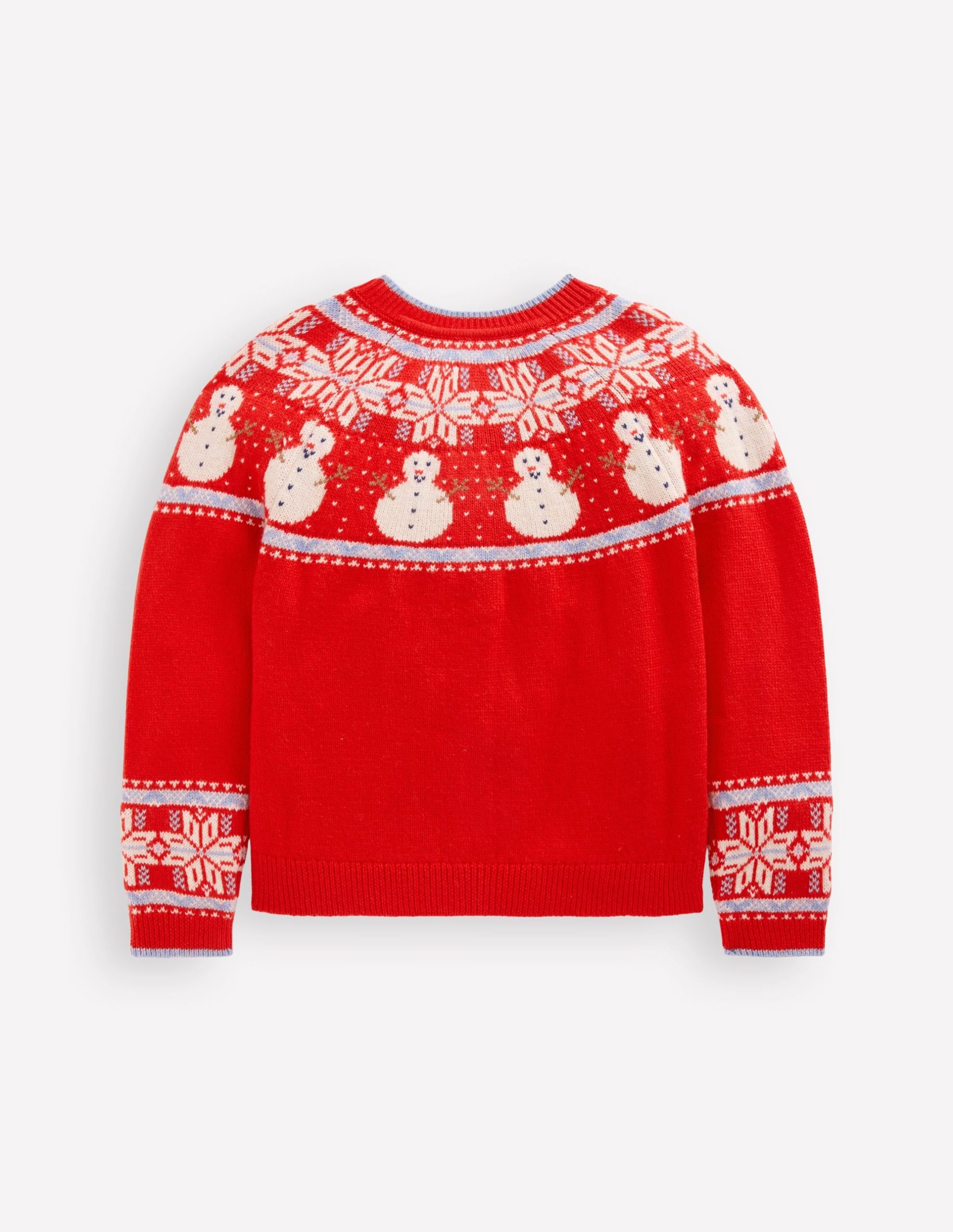Edie Fair Isle Cardigan-Poppy Red Snowman - Image 3