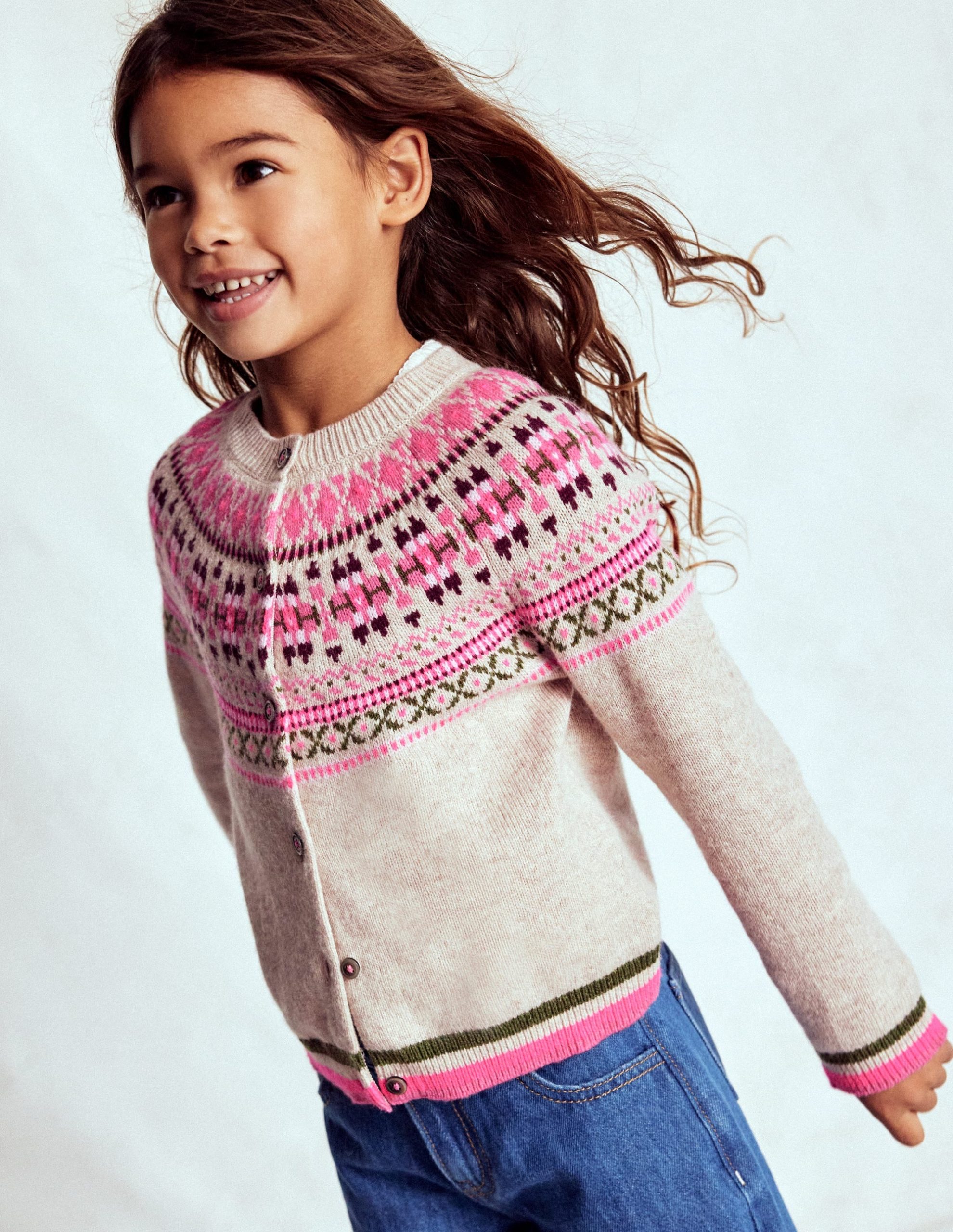 Edie Fair Isle Cardigan-Oatmeal Heritage Fair Isle - Image 2