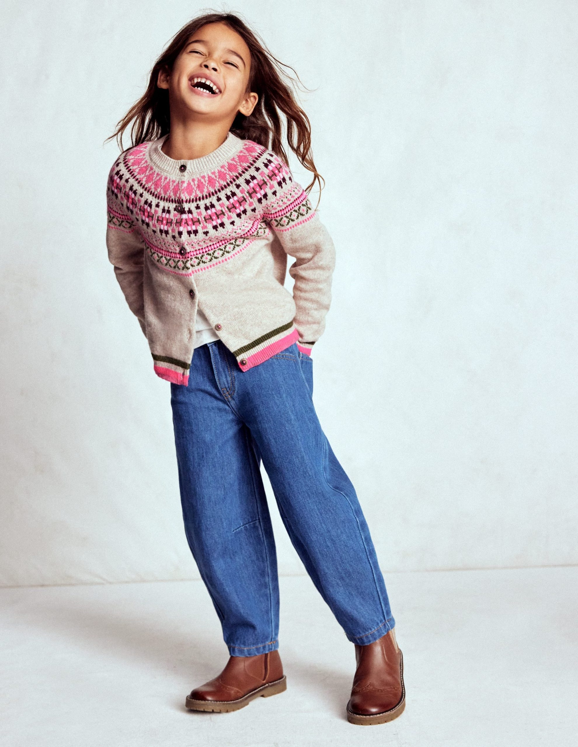 Edie Fair Isle Cardigan-Oatmeal Heritage Fair Isle - Image 3