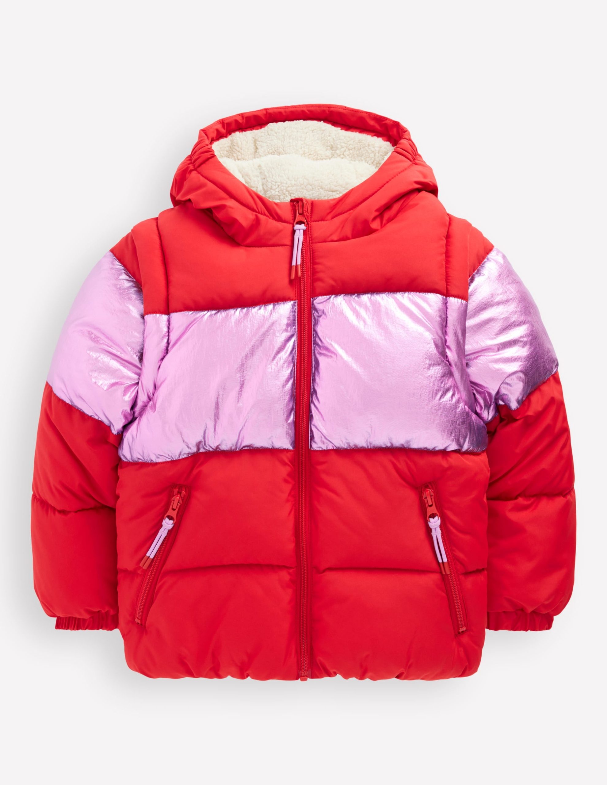 2-in-1 Padded Coat-Red/Pink Metallic - Image 3