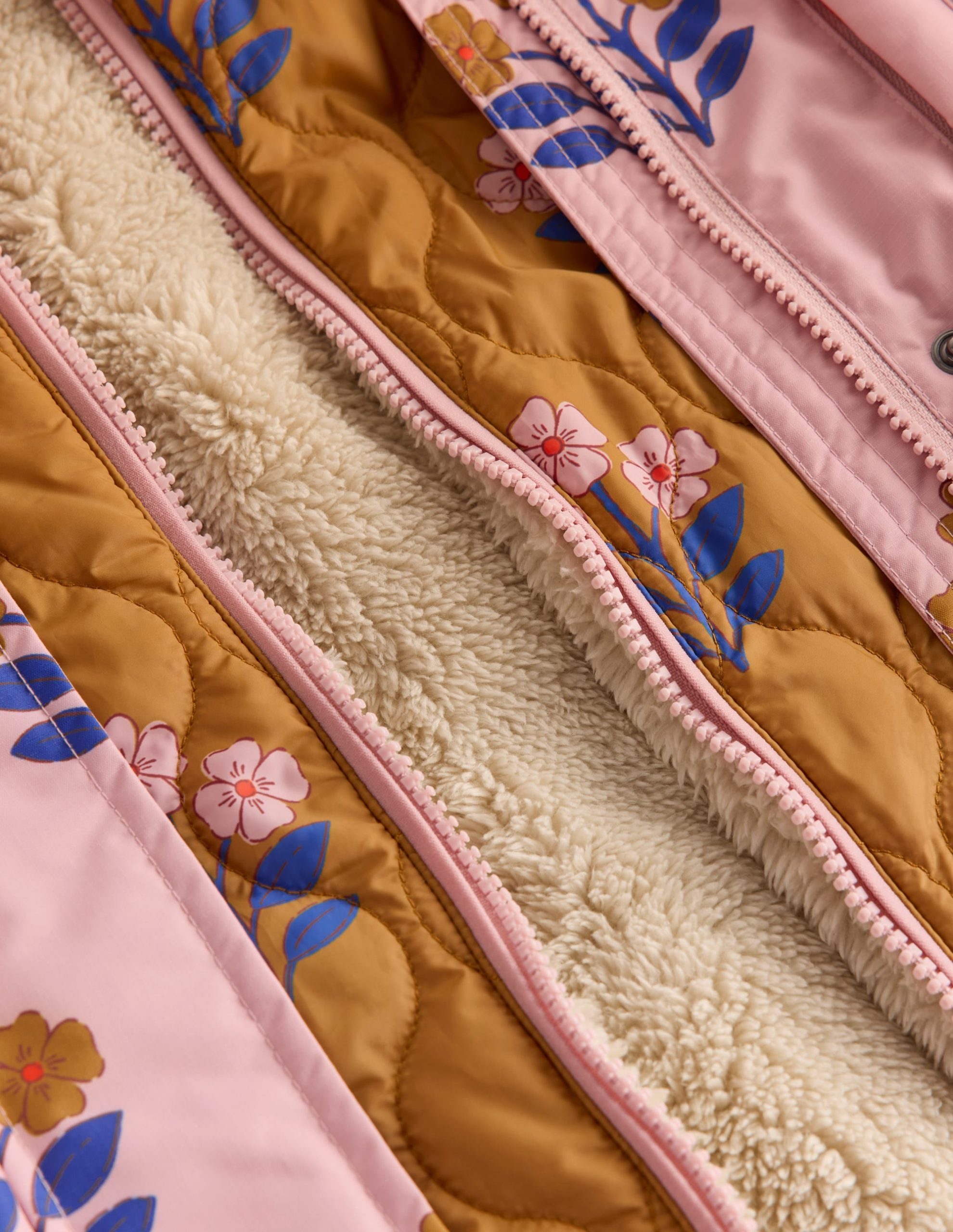 4-in-1 Waterproof Coat-Vintage Pink Floral Stamp - Image 5