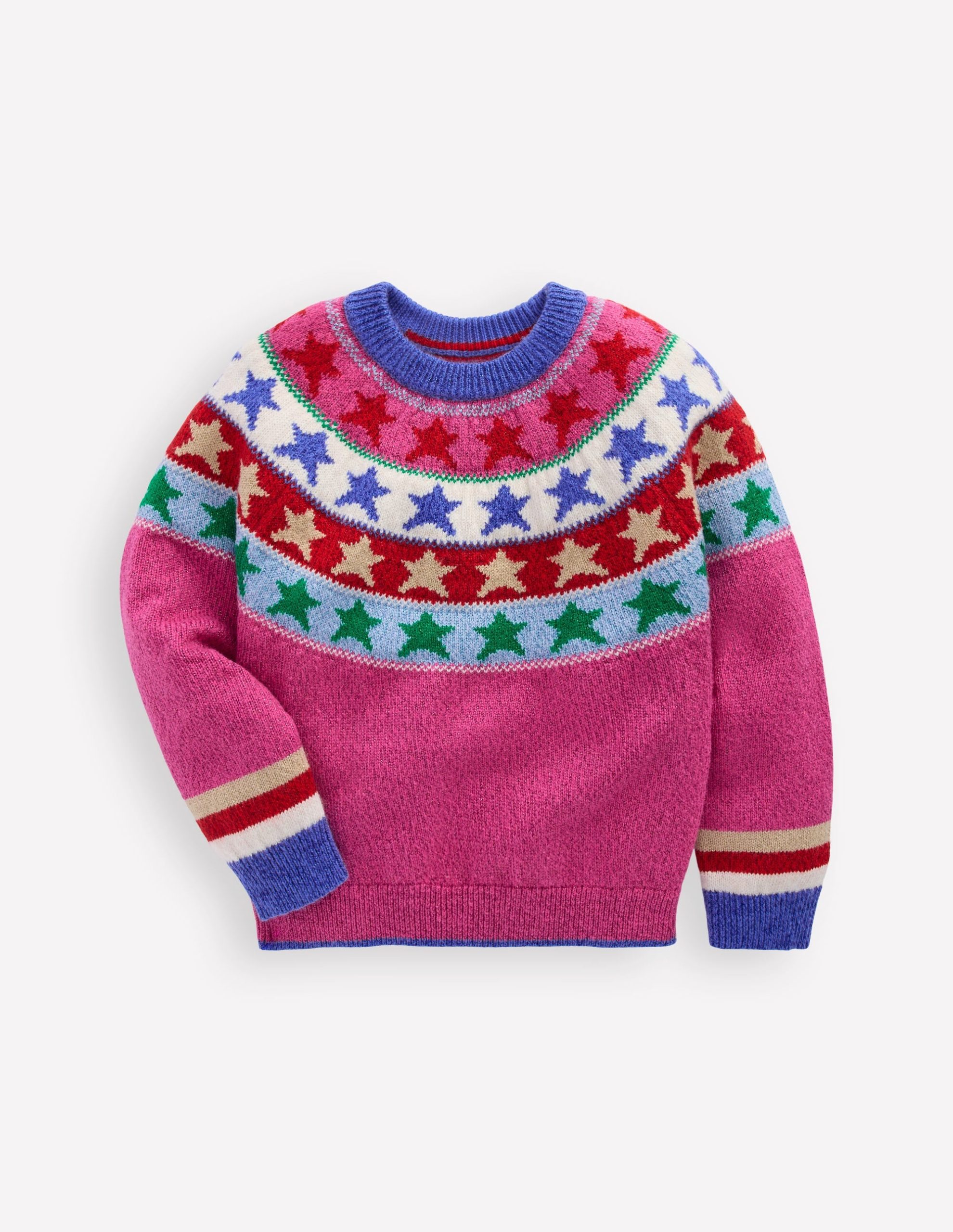 Eleanor Fair Isle Sweater-Hot Pink Sparkle Stars - Image 2