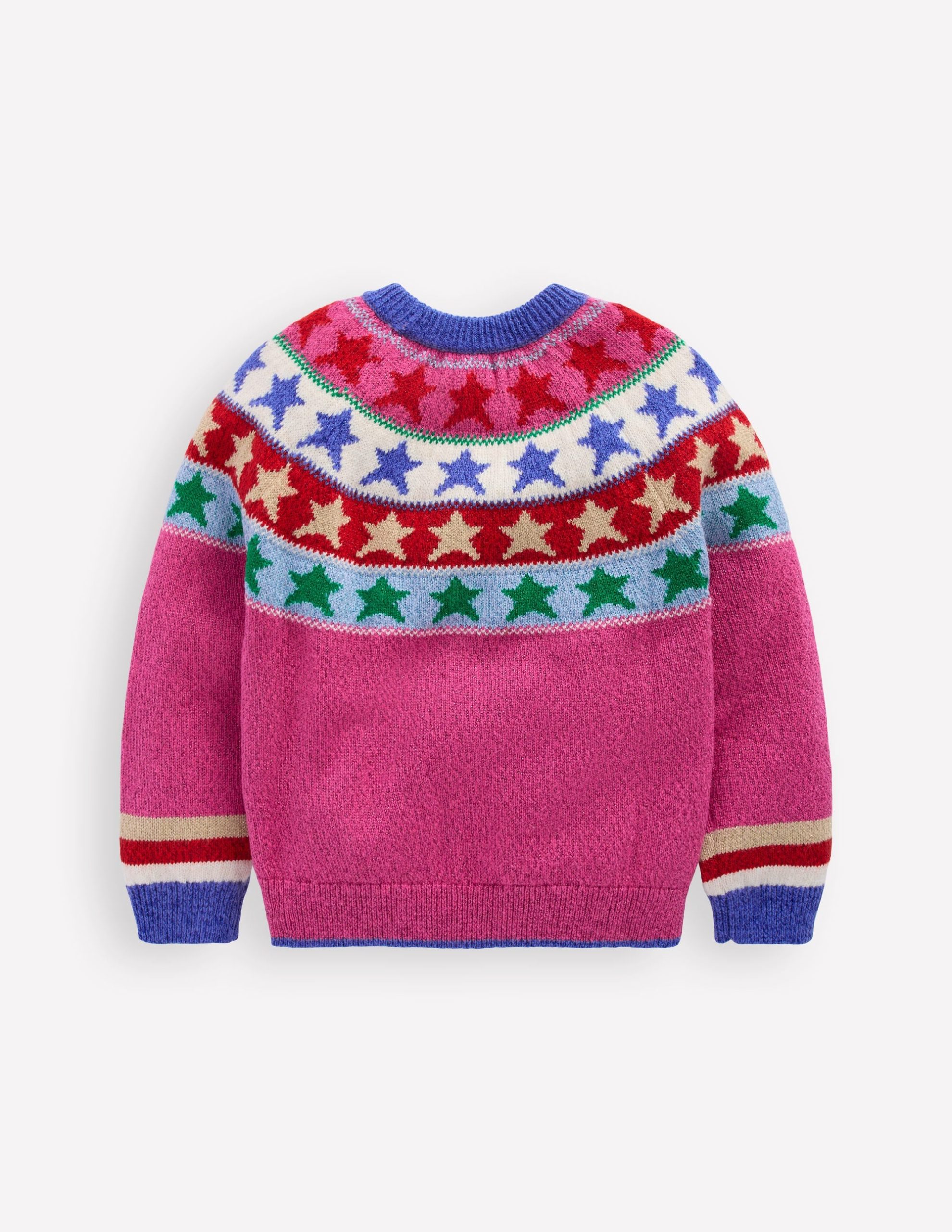 Eleanor Fair Isle Sweater-Hot Pink Sparkle Stars - Image 3