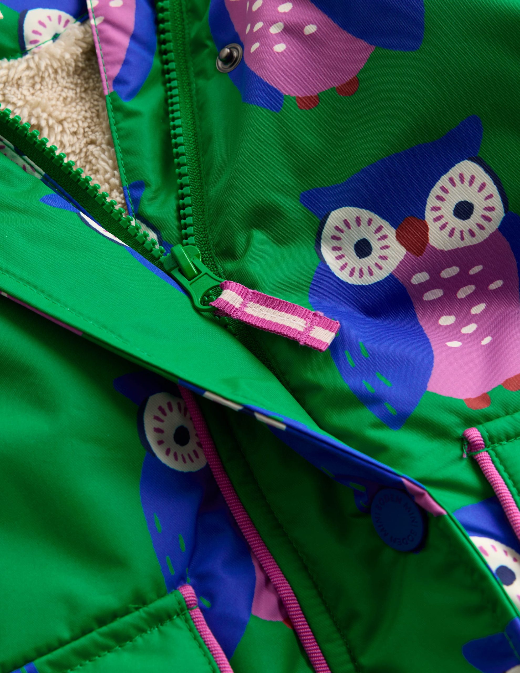 Sherpa Lined Anorak-Rich Emerald Geo Owls - Image 3