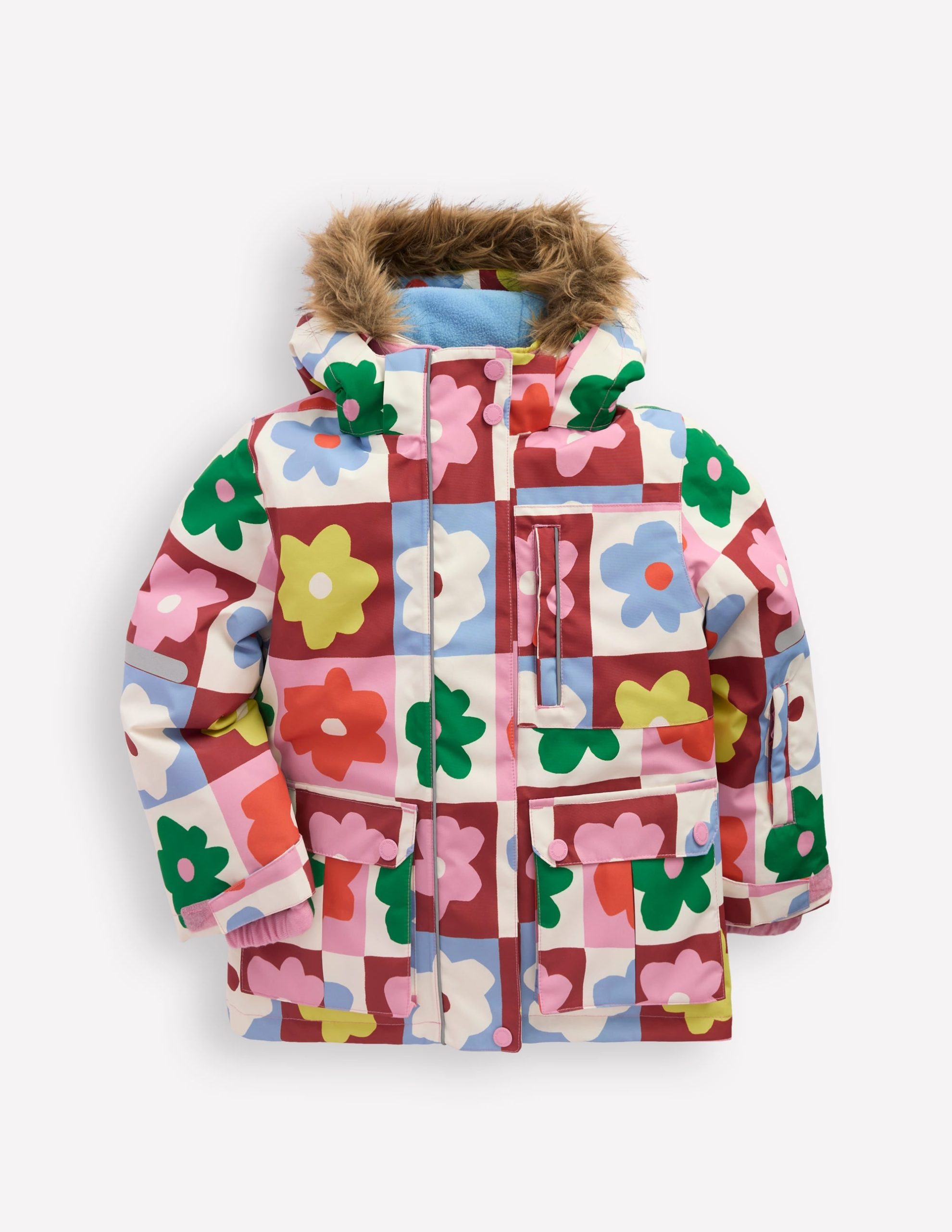 All-Weather Waterproof Coat-Multi Flower Check