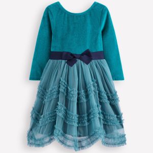 Velour Tulle Ballet Dress-Deep Sea Green