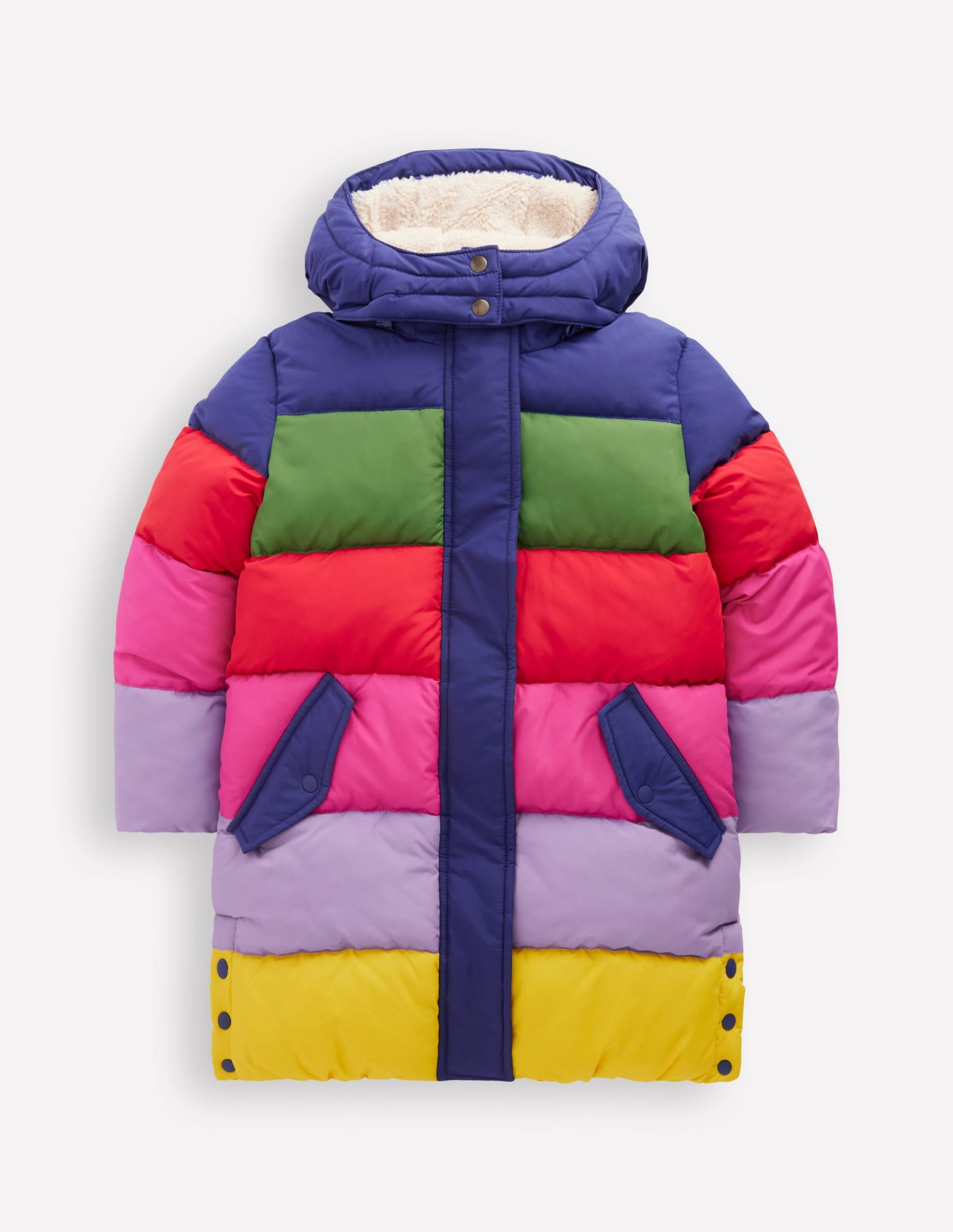 Longline Padded Coat-Rainbow Colourblock - Image 2