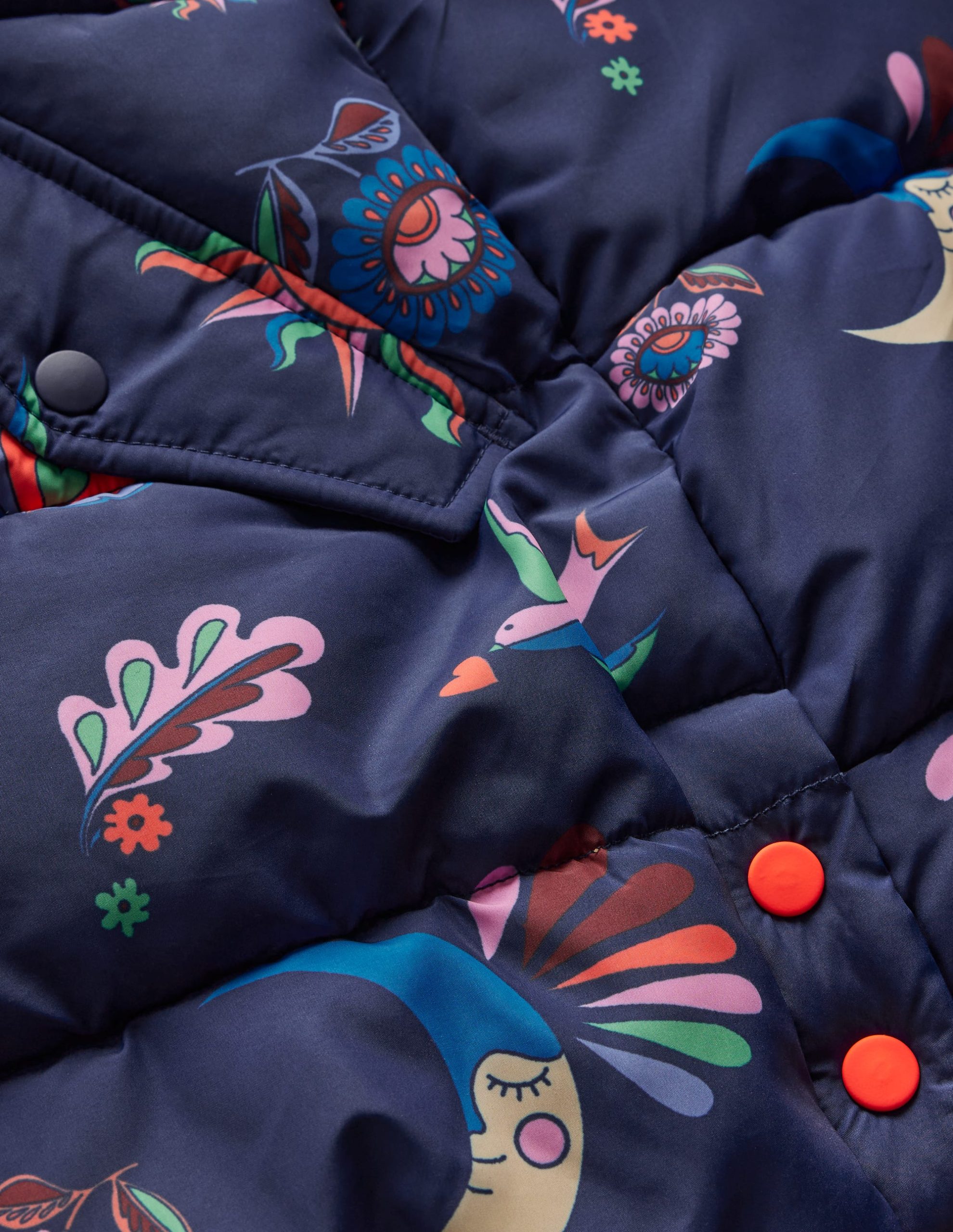 Longline Padded Coat-College Navy Spaced Paisley - Image 4