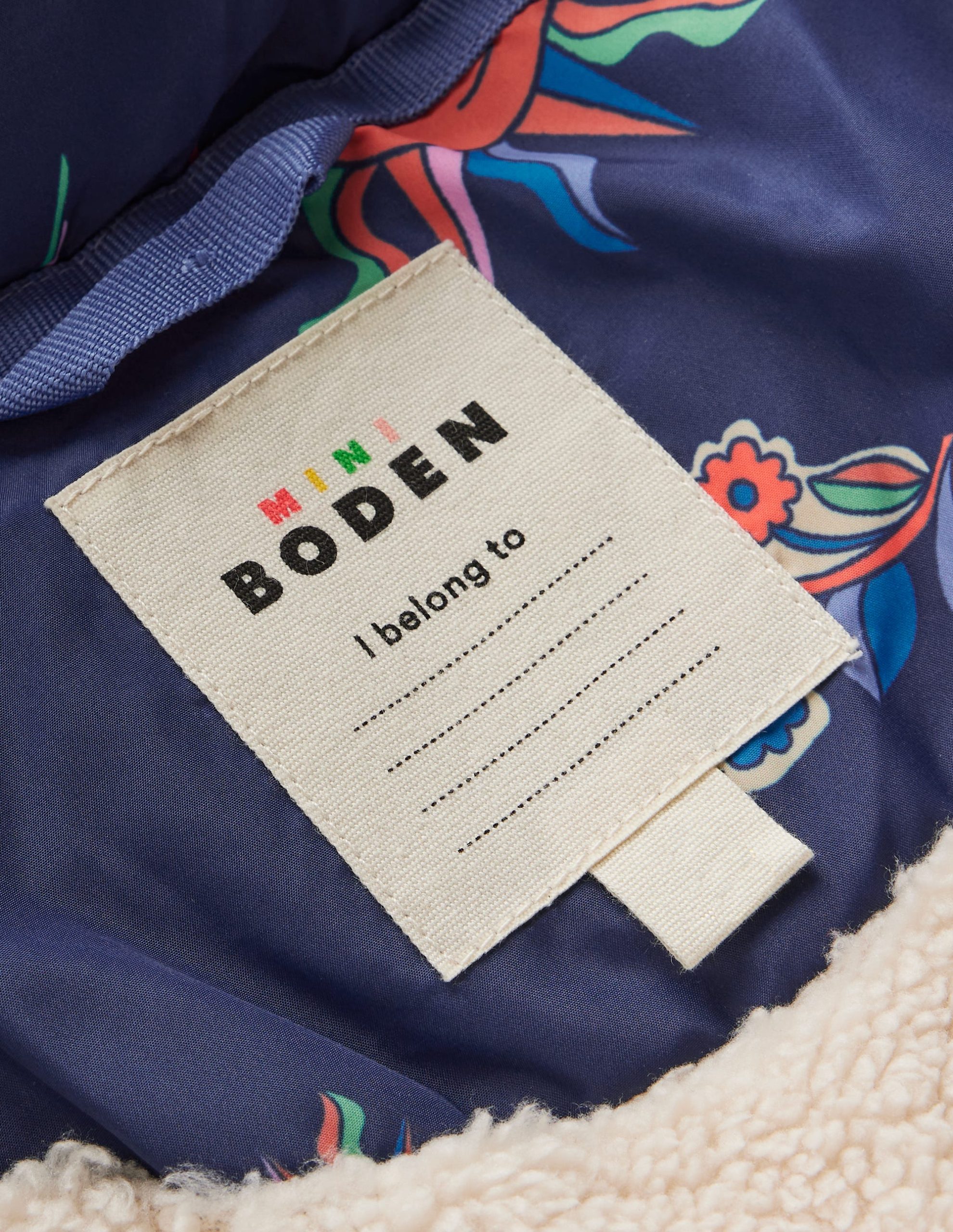 Longline Padded Coat-College Navy Spaced Paisley - Image 5