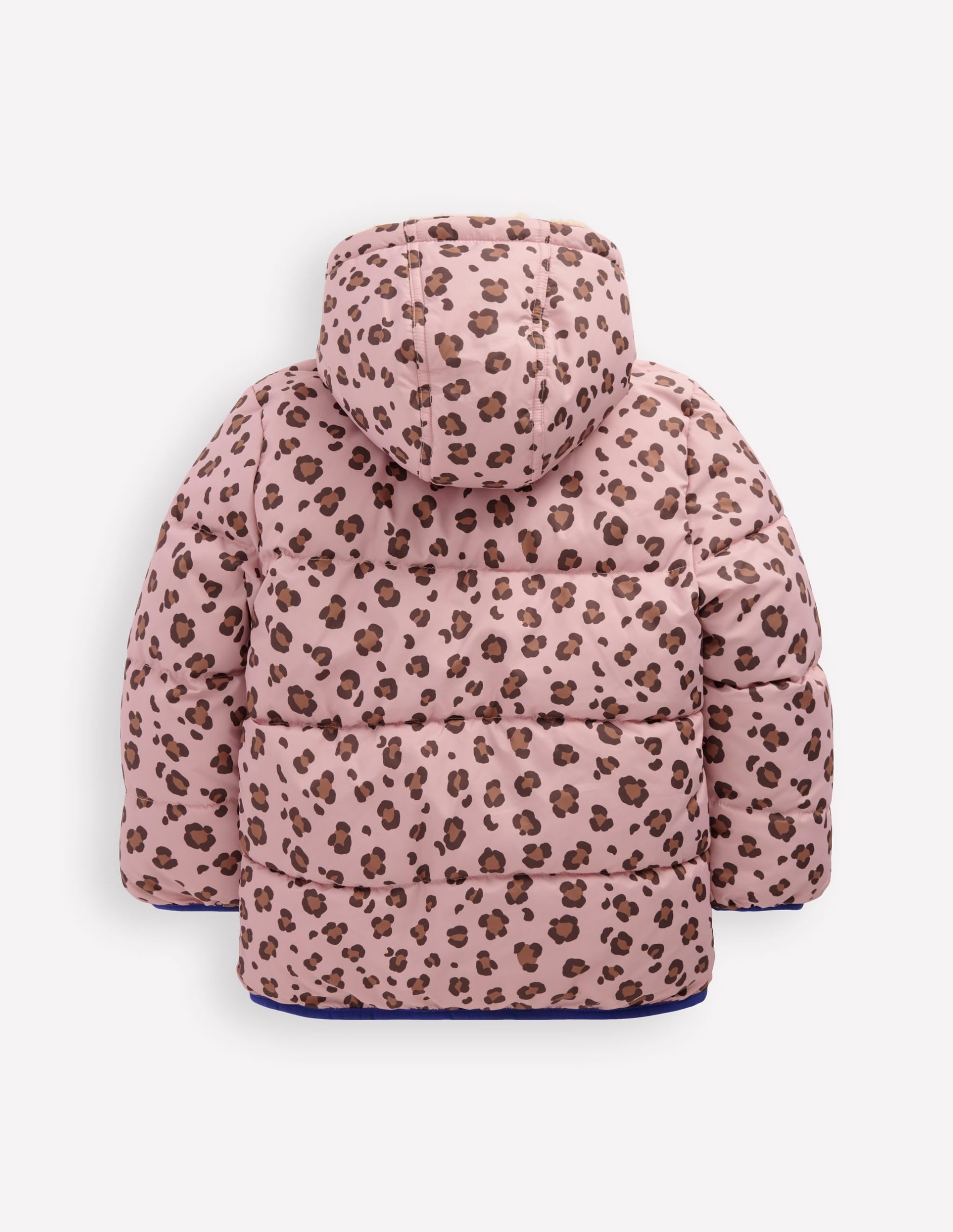 Reversible Padded Borg Coat-Pink Leopard - Image 2