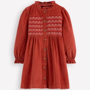 Suki Long Sleeve Smocked Dress-Copper