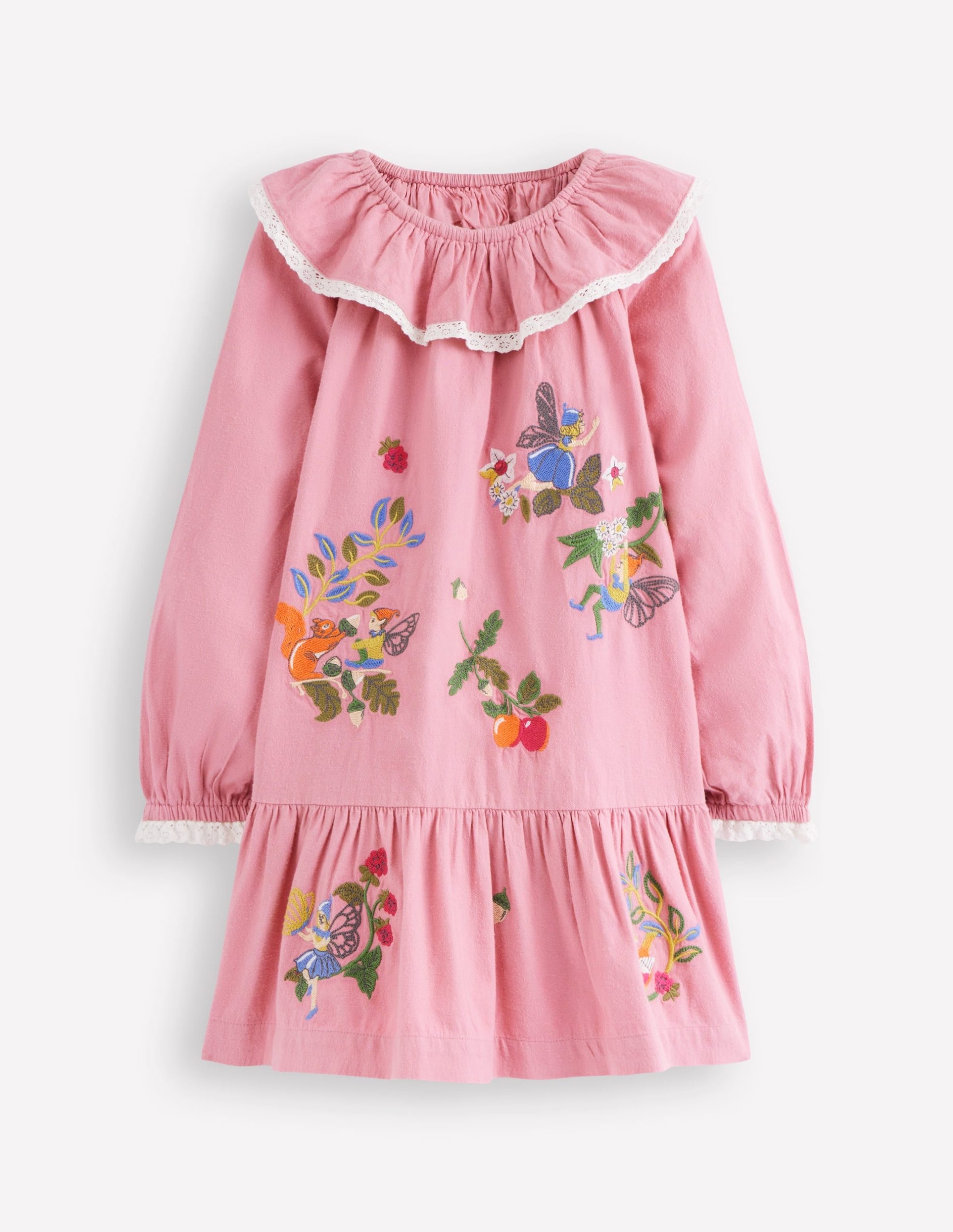 Lace Trim Woven Dress-Rose Pink Fairies - Image 2