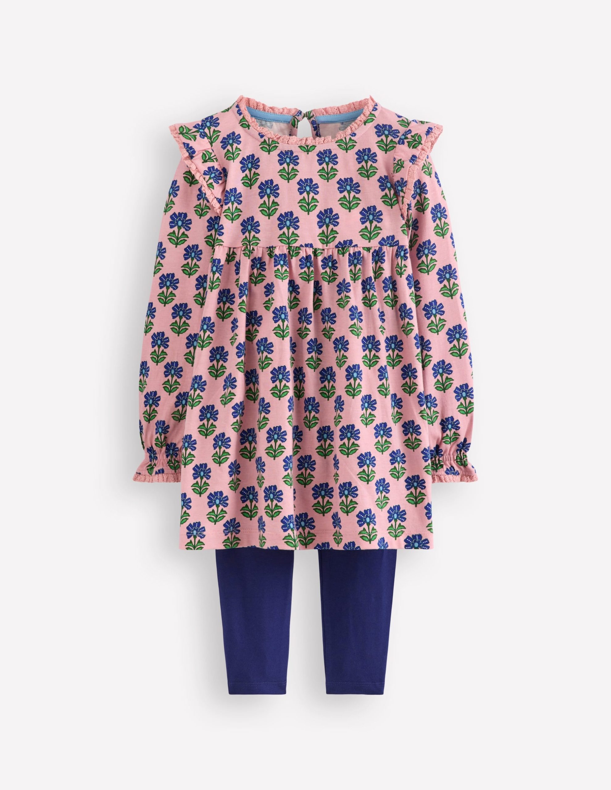 Printed Tunic Set-Vintage Pink Flower Stamp
