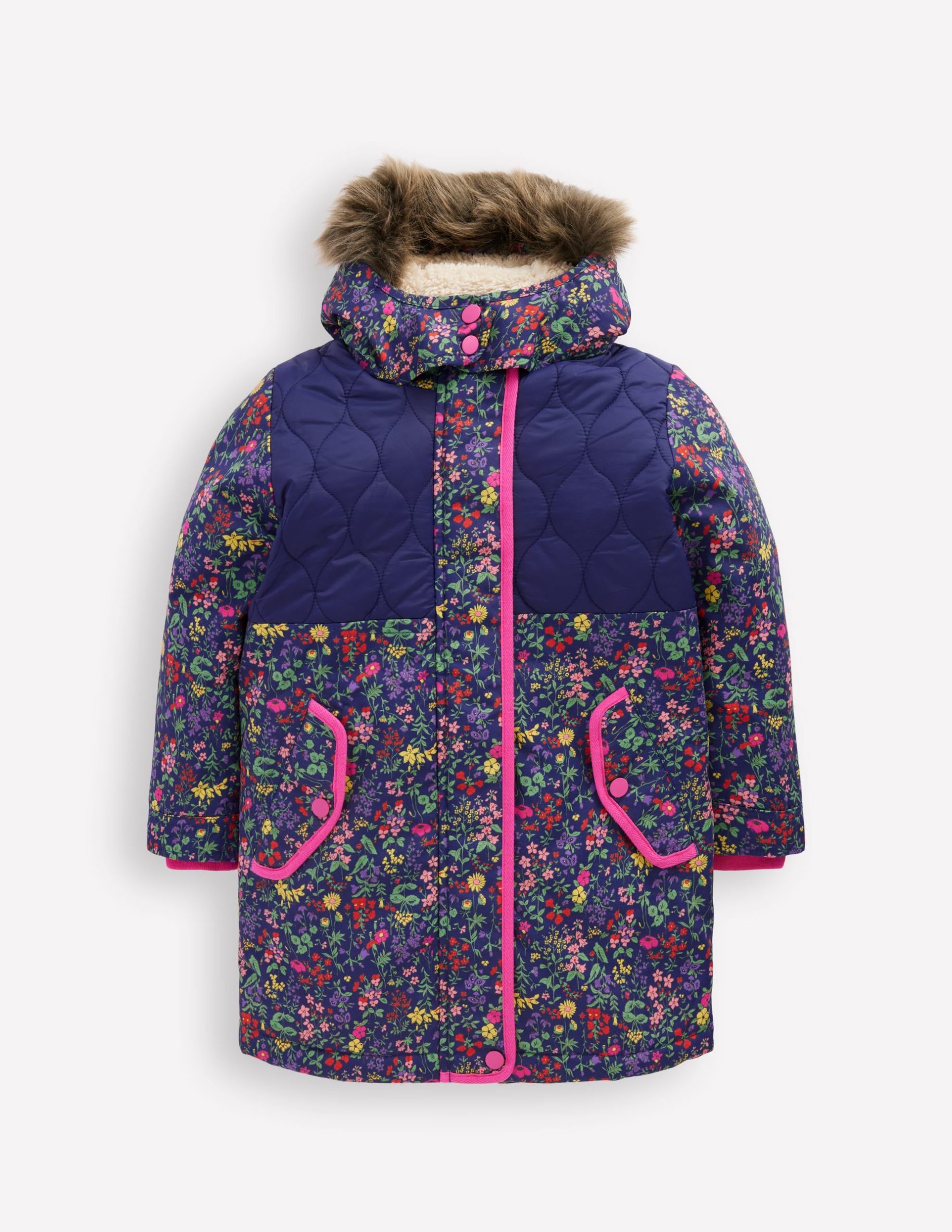 Joni Quilted Parka Coat-Blue Flower Meadow - Image 2