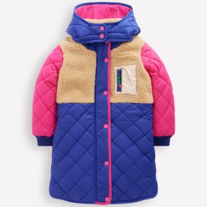 Cosy Longline Coat-Multi Colourblock