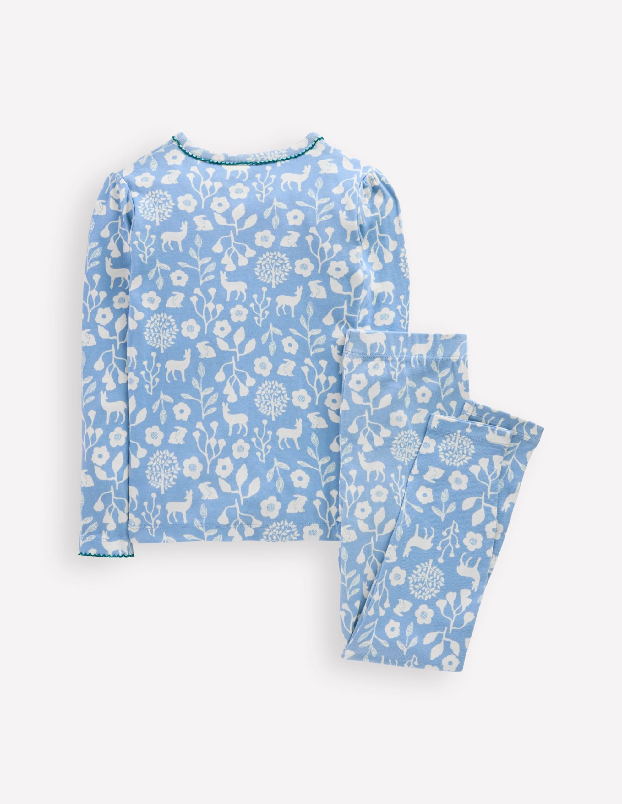 Snug Henley Pajamas-Glacier Blue Woodland Print - Image 2
