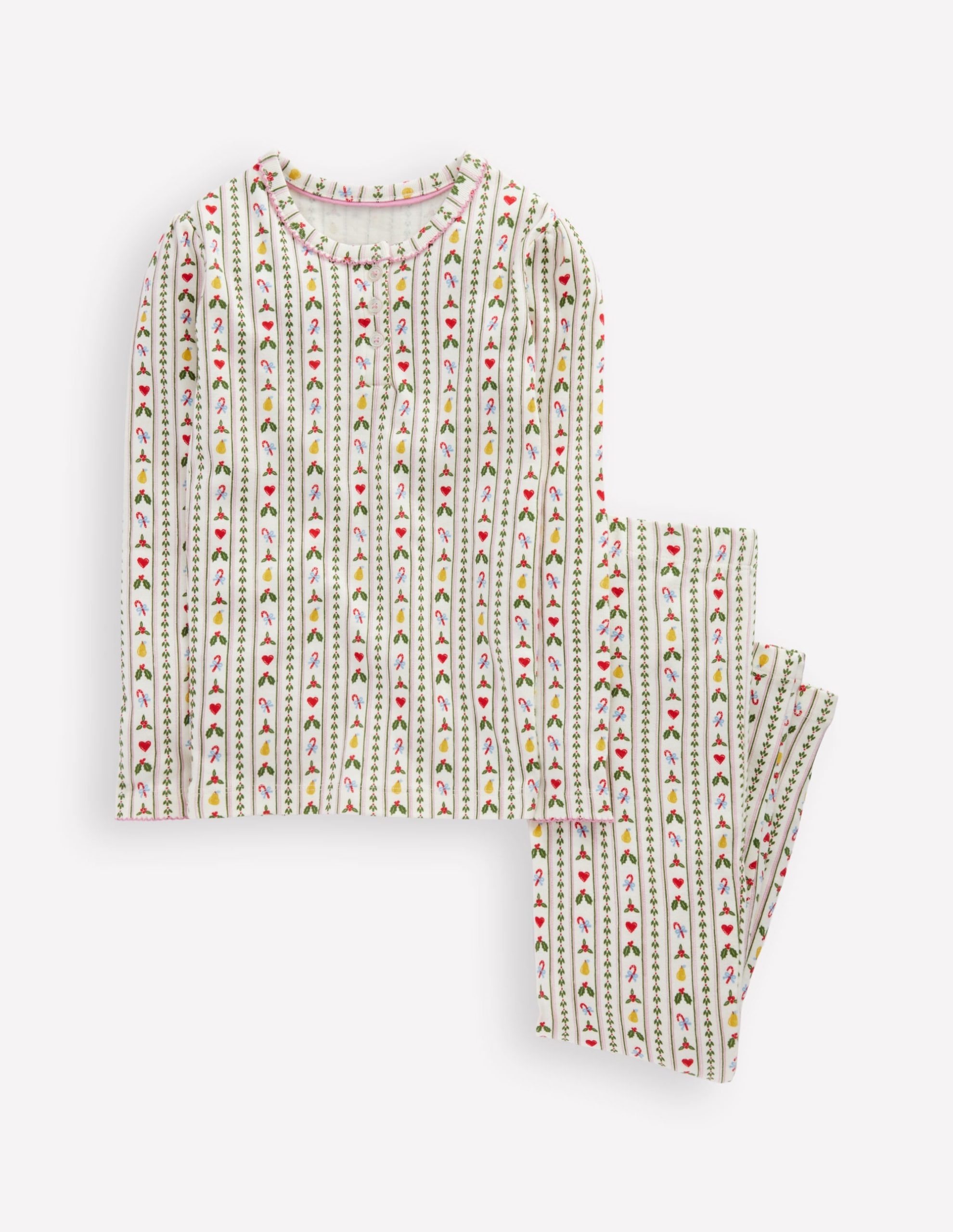 Snug Henley Pajamas-Soft Ivory Nutcracker Stripe