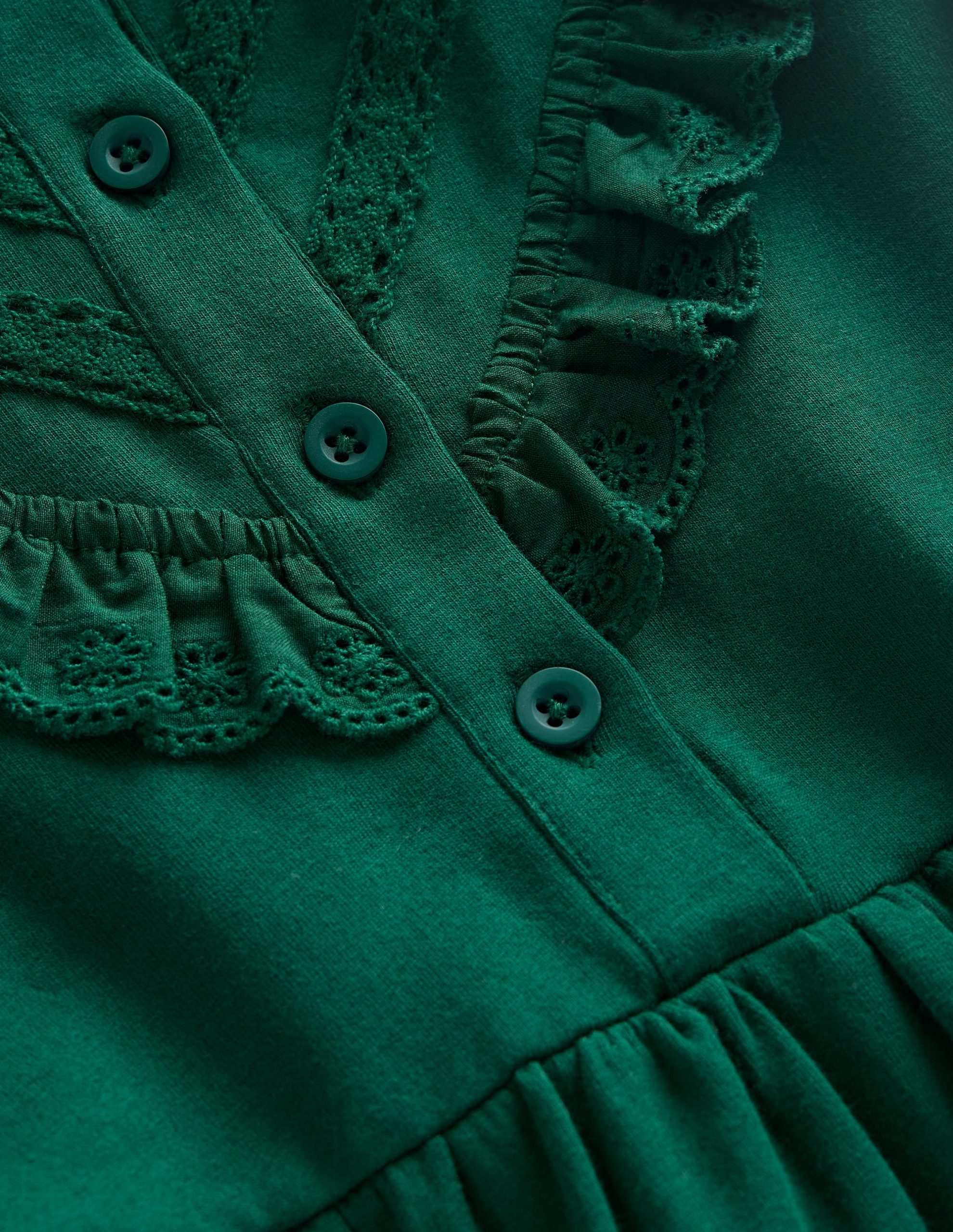 Lace Trim Sweatshirt Dress-Emerald Night - Image 7