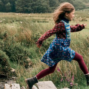 Hotchpotch Floral Jersey Dress-Bright Blue Woodblock Flower