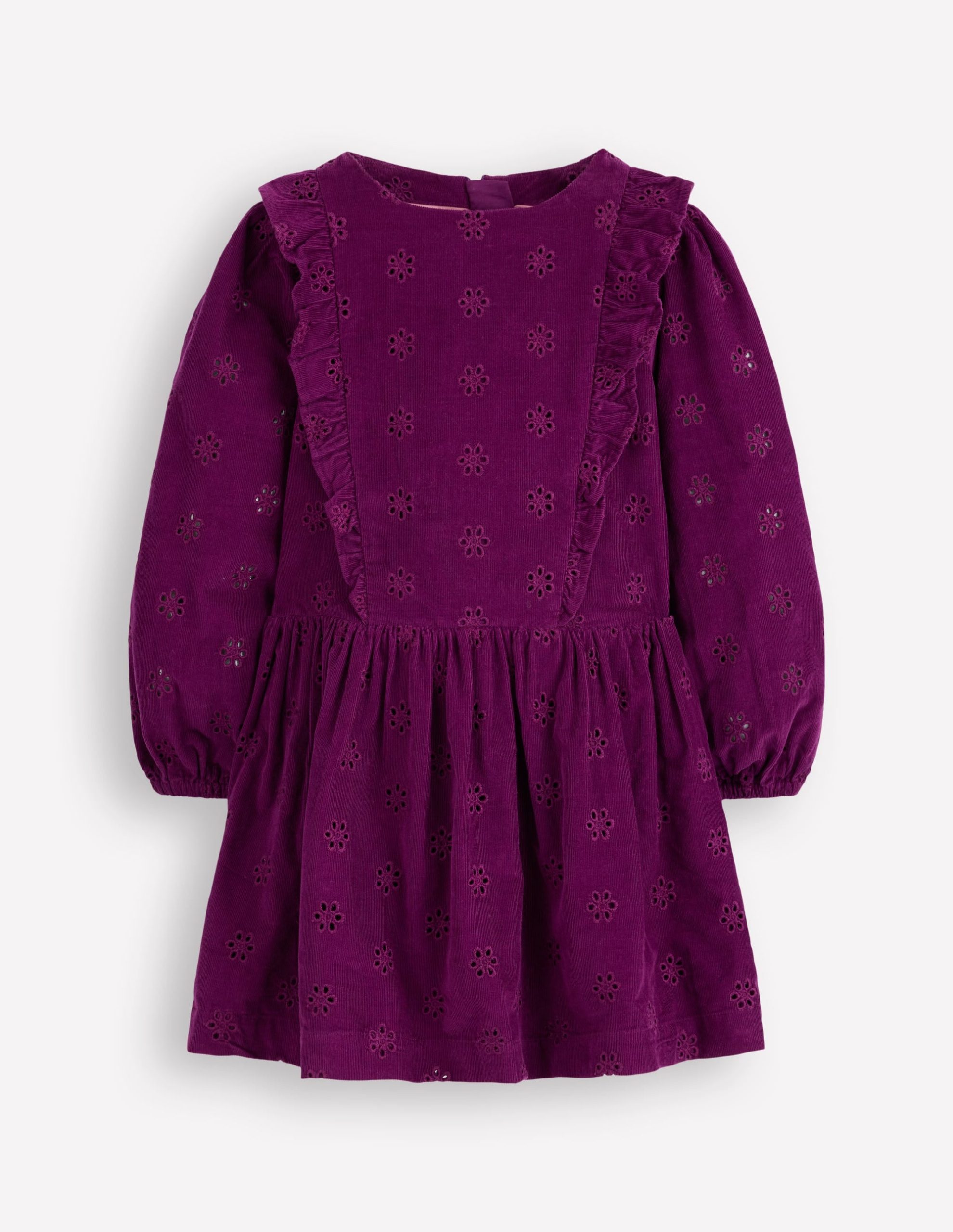 Cord Broderie Dress-Blackberry