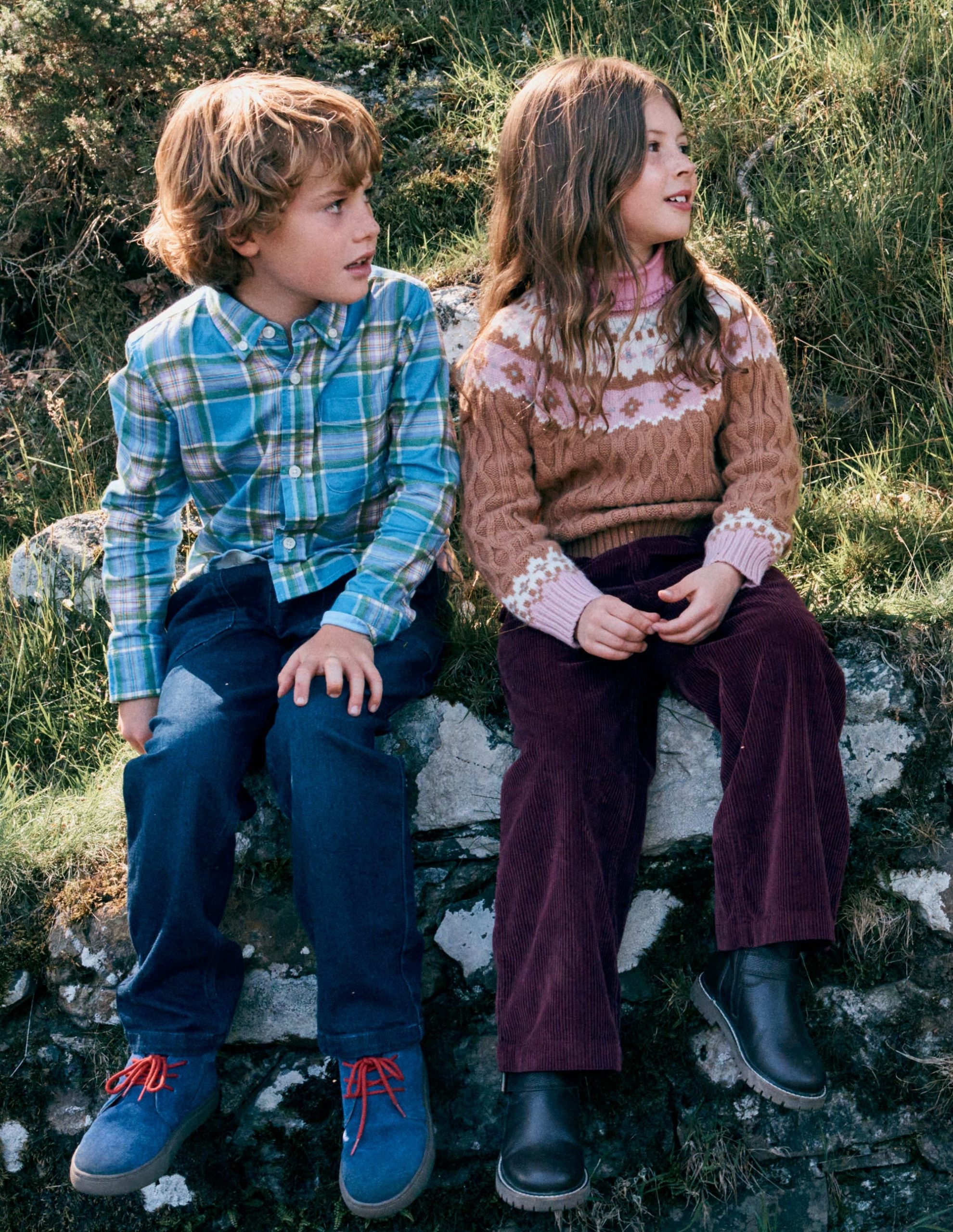 Fair Isle Cable Sweater-Camel Melange