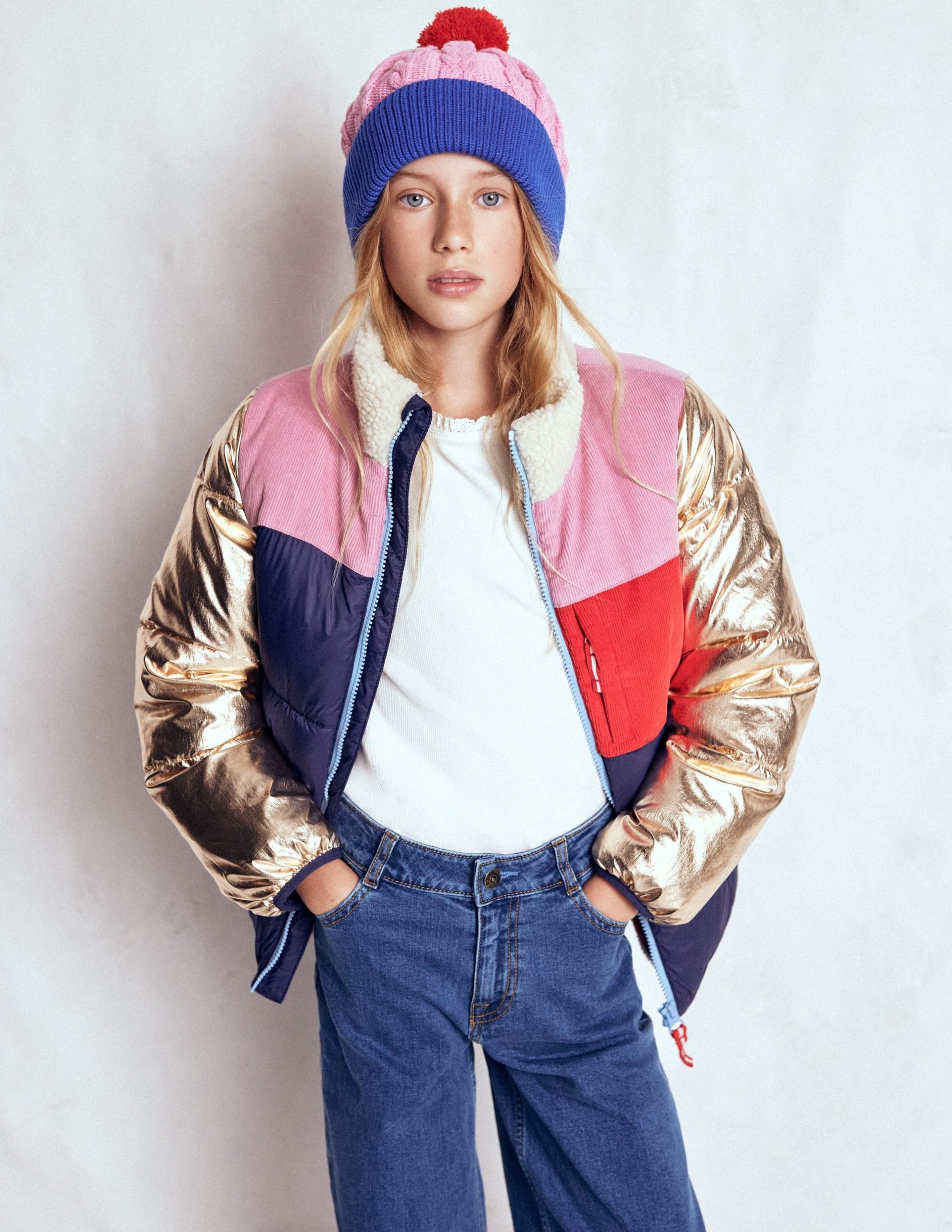 Cosy Puffer Jacket-Metallic Colourblock - Image 4