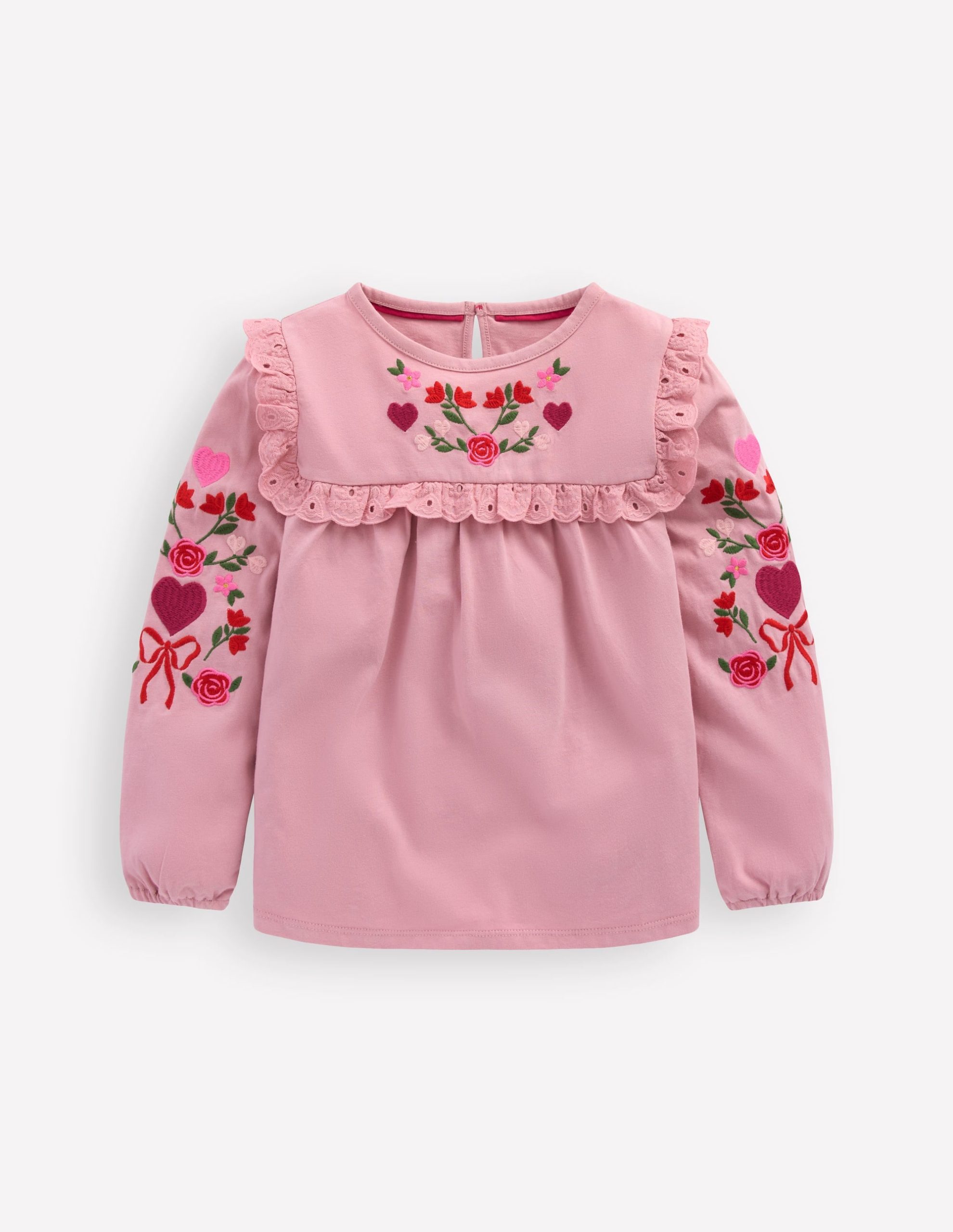 Pretty Embroidered Top-Vintage Pink Embroidery