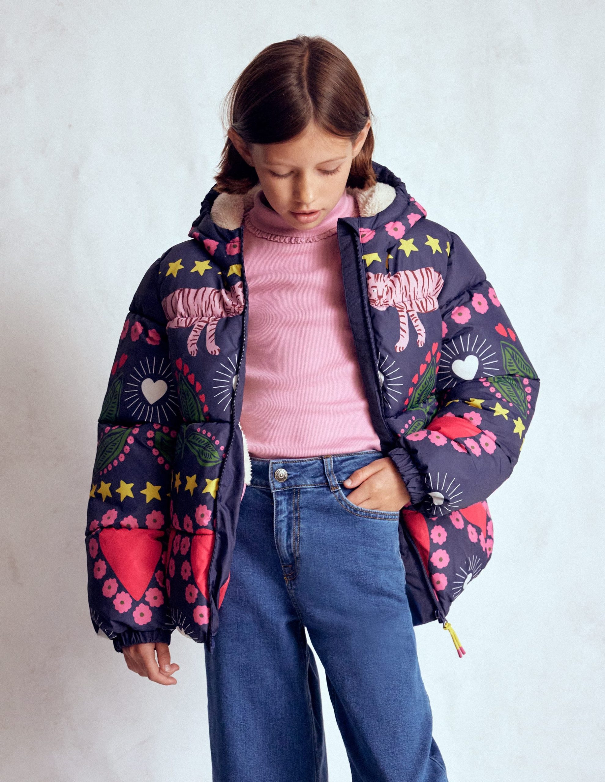 Fun Padded Coat-College Navy Tiger Stripe - Image 3