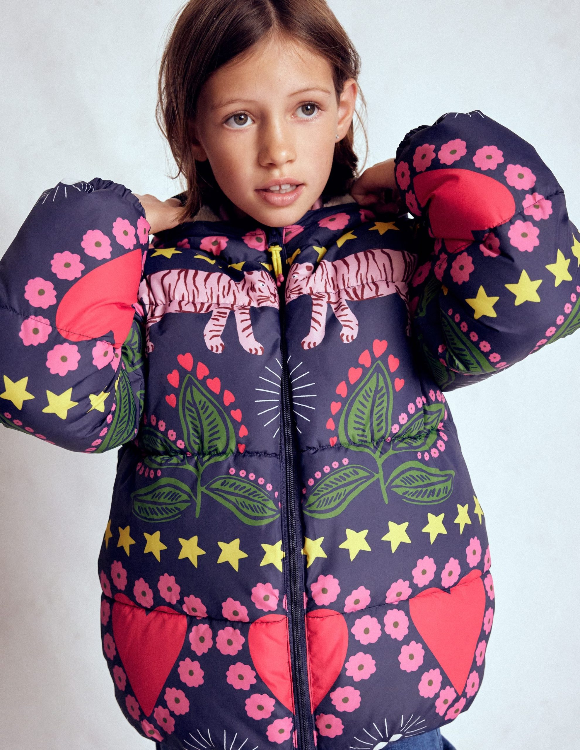 Fun Padded Coat-College Navy Tiger Stripe - Image 4