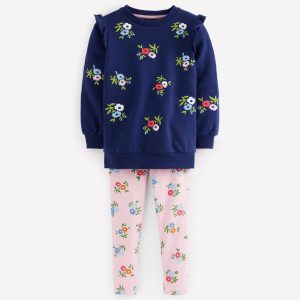 Embroidered Tunic Set-College Navy Embroidery