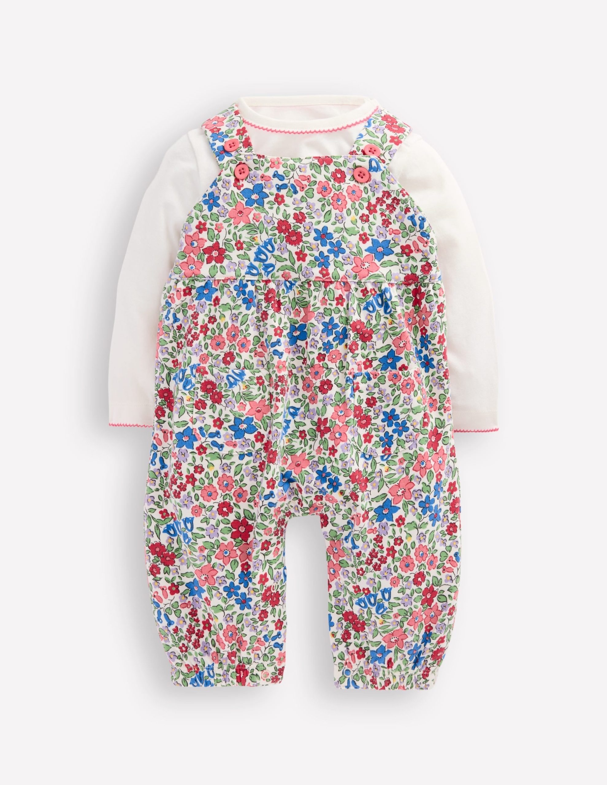 Jersey Overalls Set-Rose Pink Flowerbed