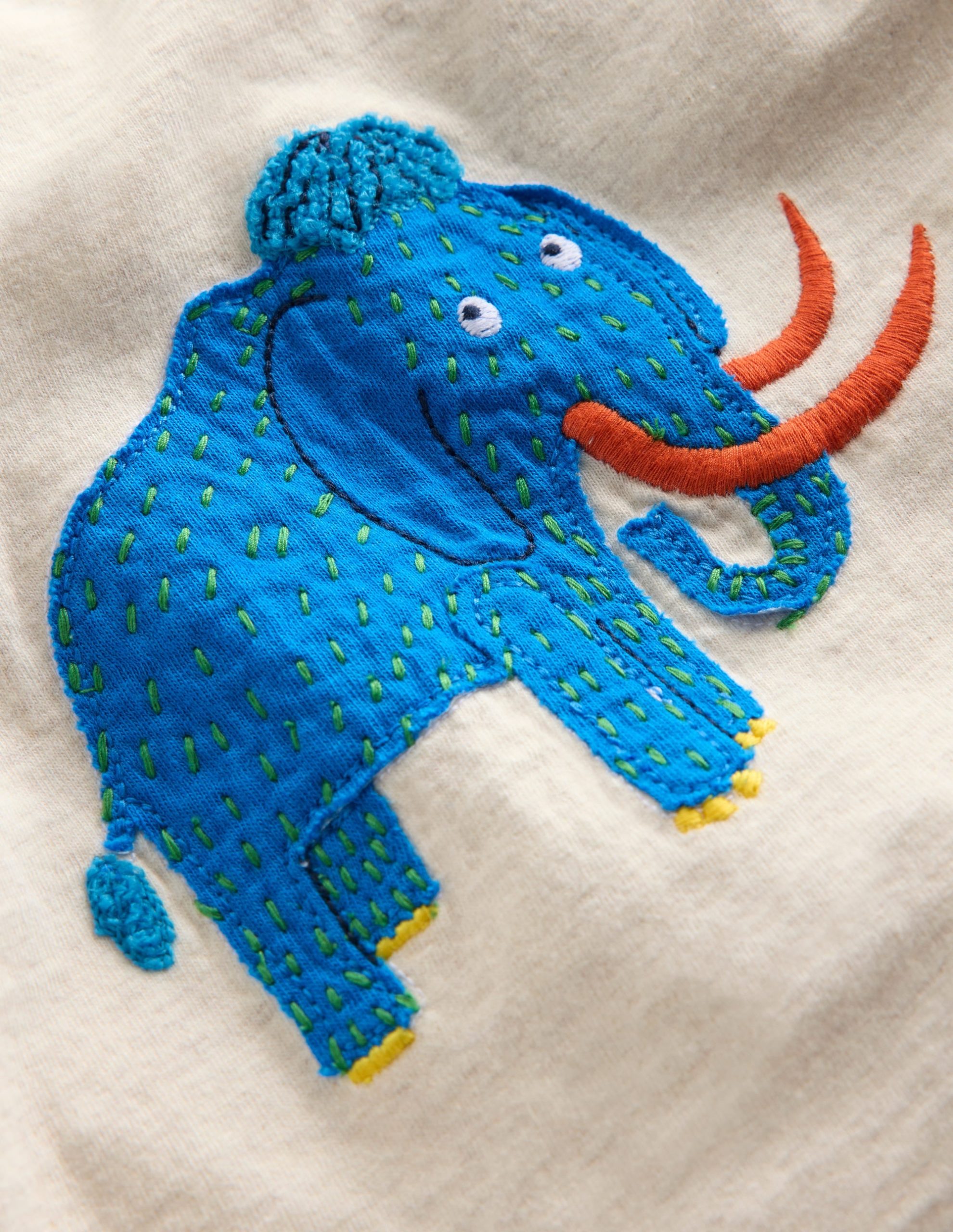Long Sleeve Applique T-Shirt-Oatmeal Mammoth - Image 3