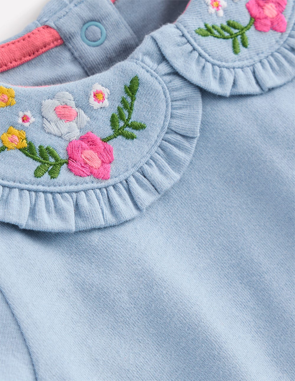 Collared Jersey Set-Blue Floral Embroidery - Image 3