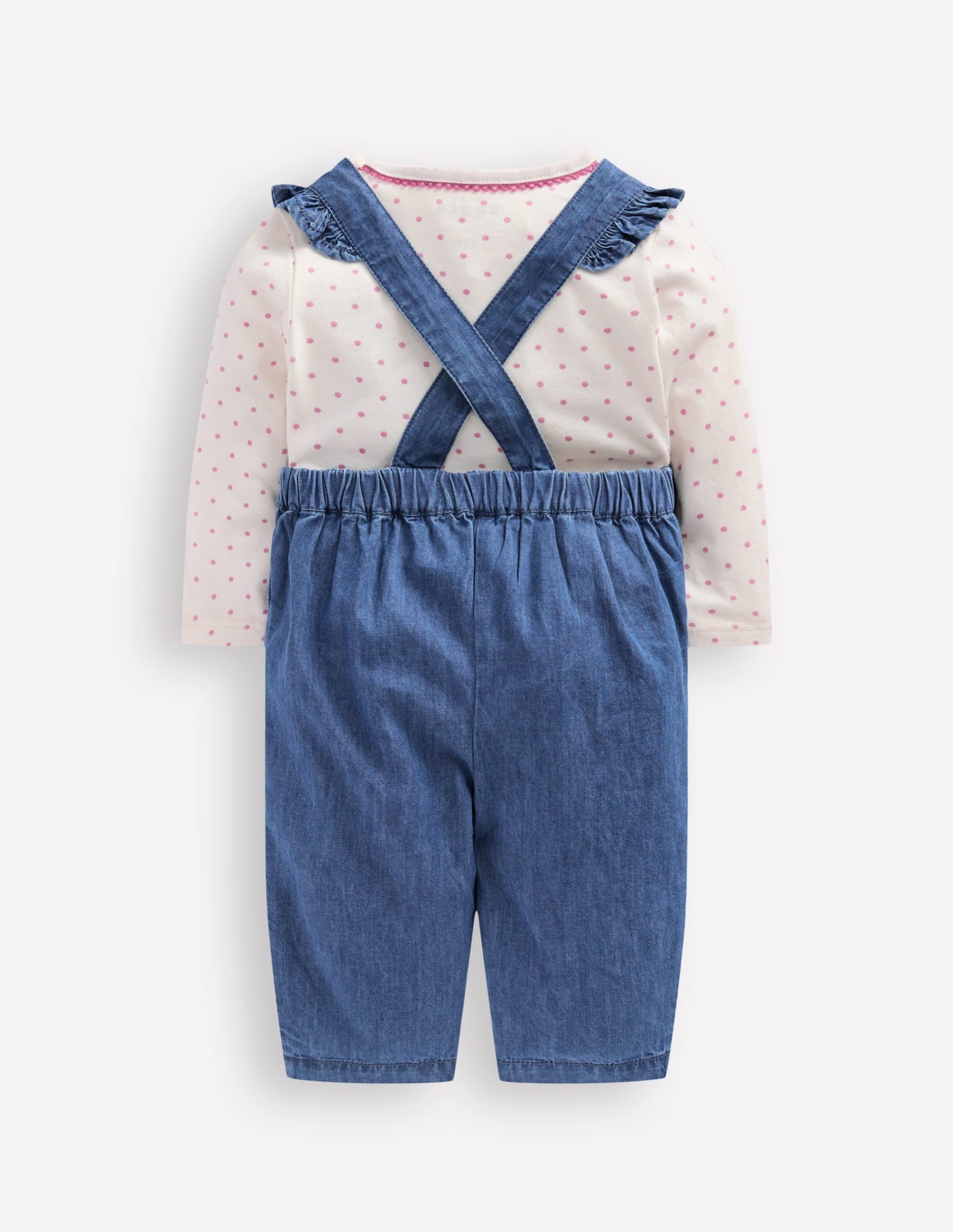 Woven Overalls Set-Blue Chambray Embroidery - Image 2