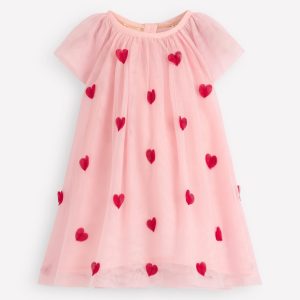Layered Tulle Dress-Chalk Pink Hearts