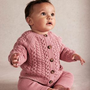 Cable Knitted Play Set-Vintage Pink