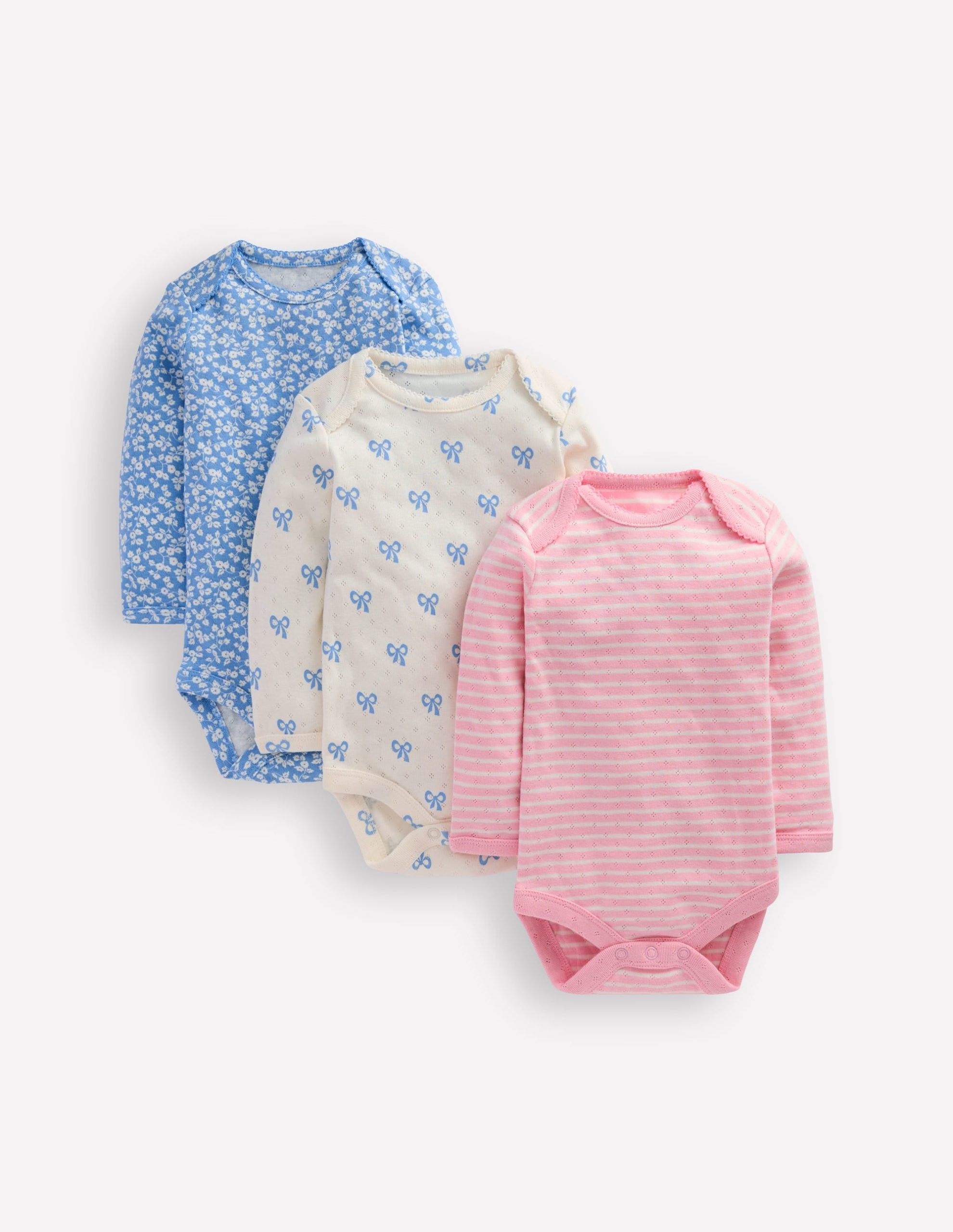 3 Pack Pointelle Bodies-Soft Ivory Tiny Bows