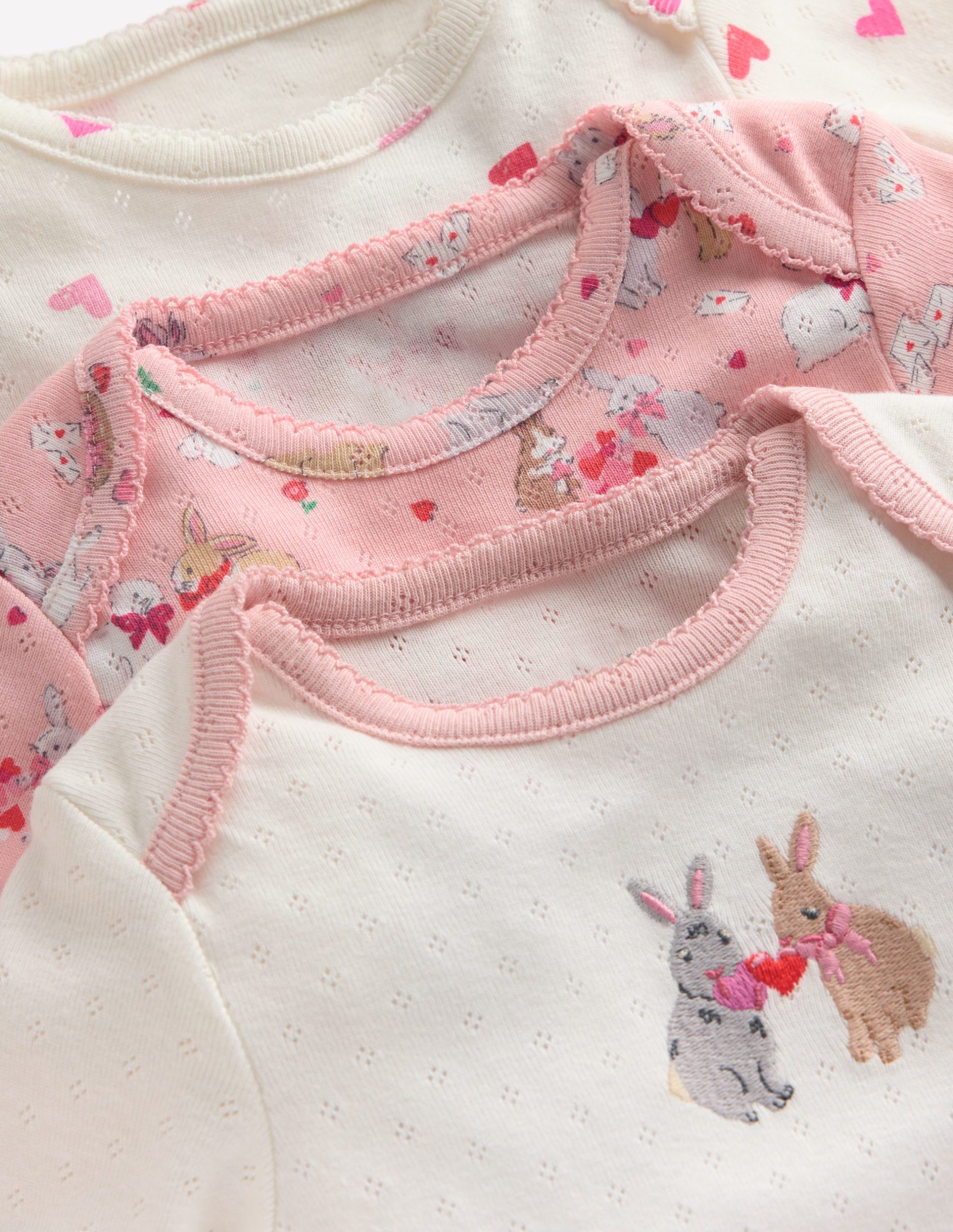 3 Pack Pointelle Bodies-Pink Love Bunnies - Image 4