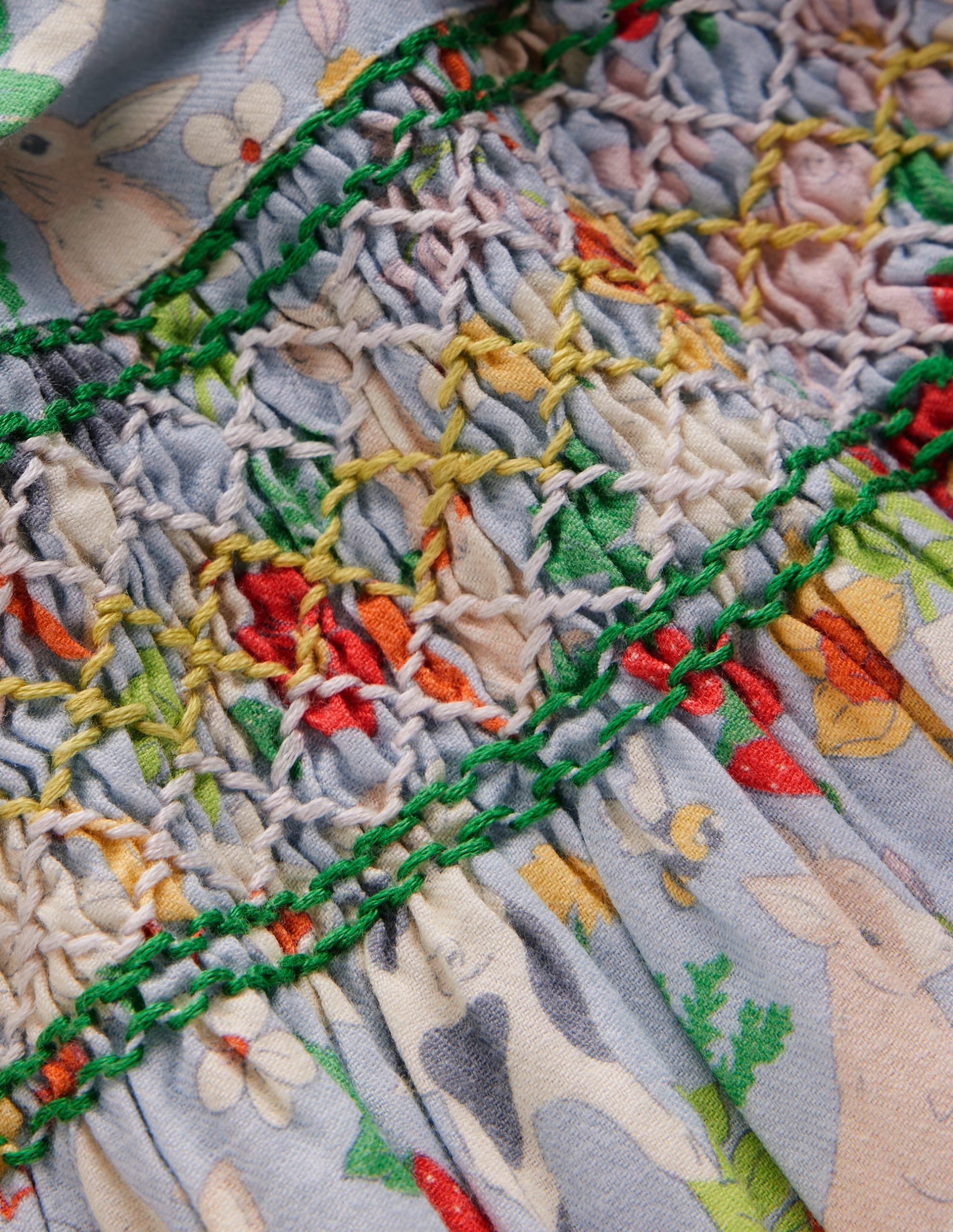 Smocked Romper-Blue Spring Meadow - Image 4