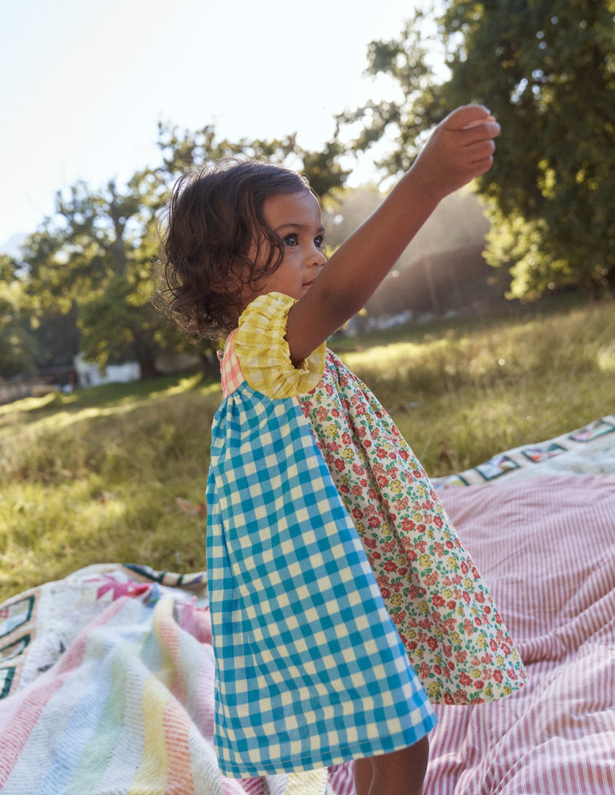 Gathered Woven Dress-Hotchpotch Multi