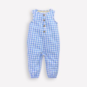 Woven Romper-Blue Gingham