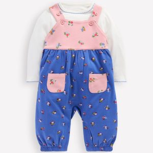Jersey Overalls Set-Multi Spaced Ditsy