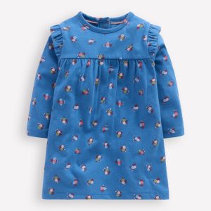 Printed Jersey Dress-Blue Floral