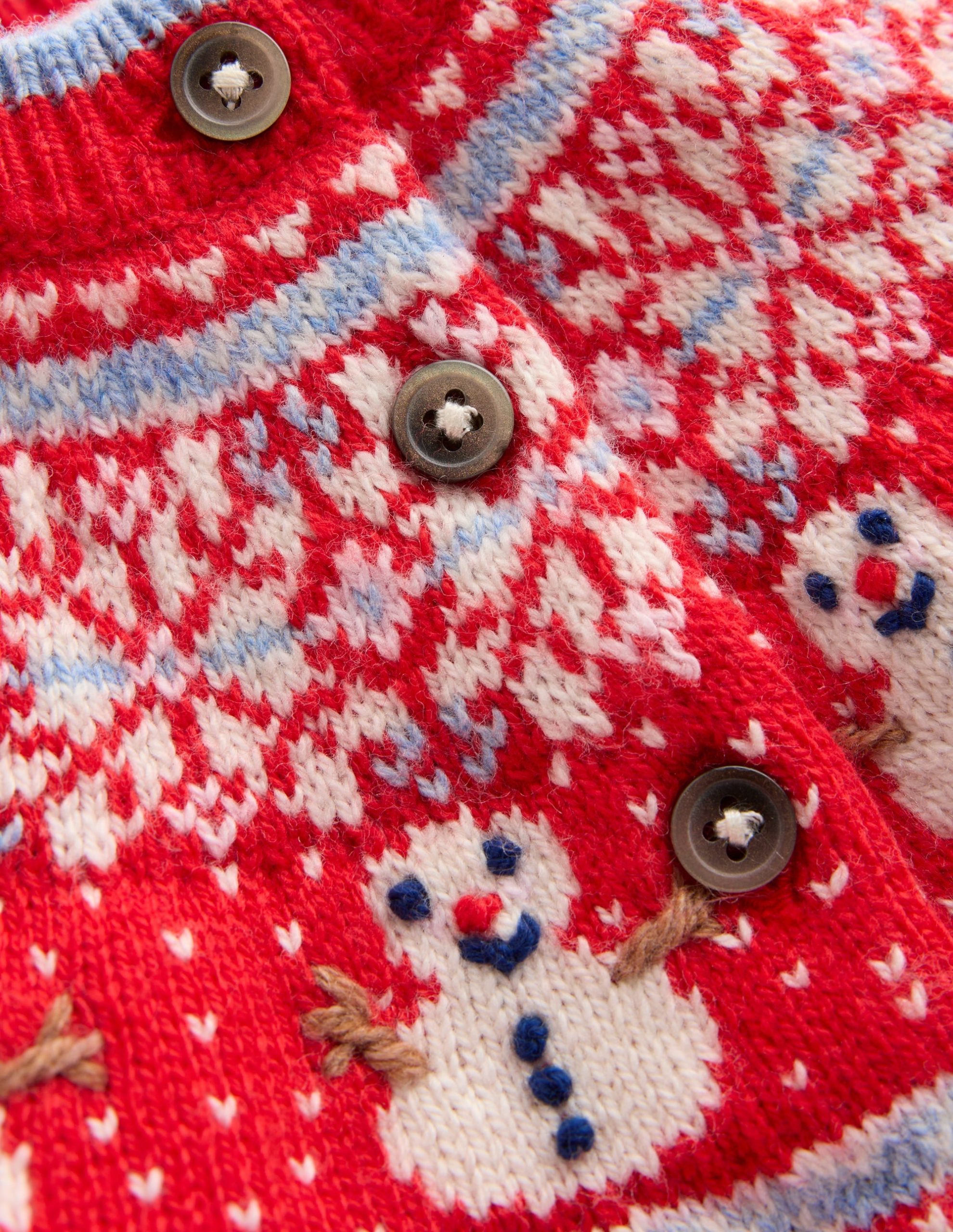 Fair Isle Cardigan-Poppy Red Snowman - Image 4