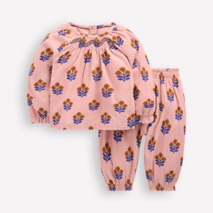 Woven Co-ord Play set-Pink Vintage Woodblock