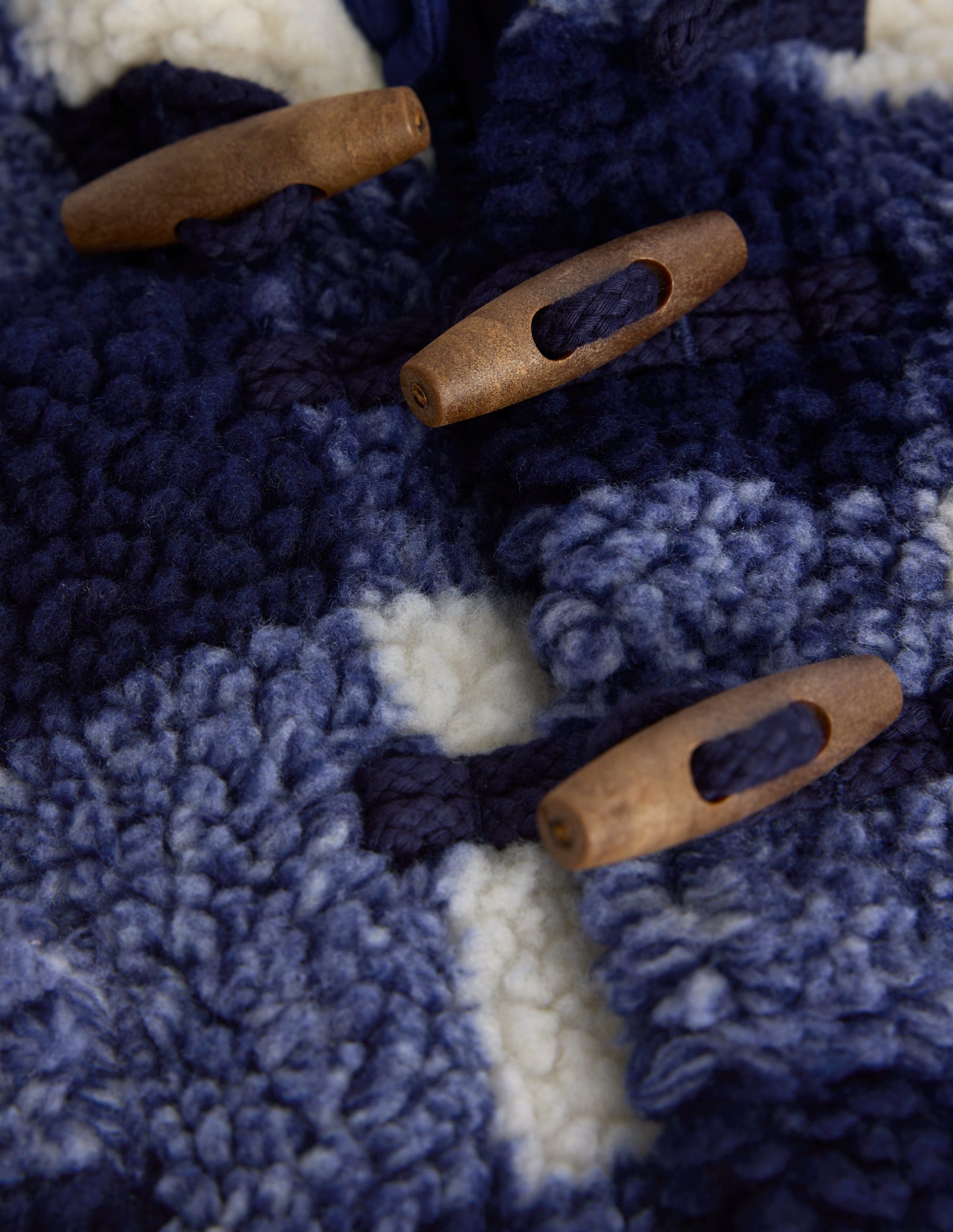 Boys Borg Duffle Coat-Navy Gingham - Image 3