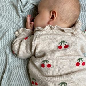 Pretty Frill Cardigan-Oatmeal Marl Cherries